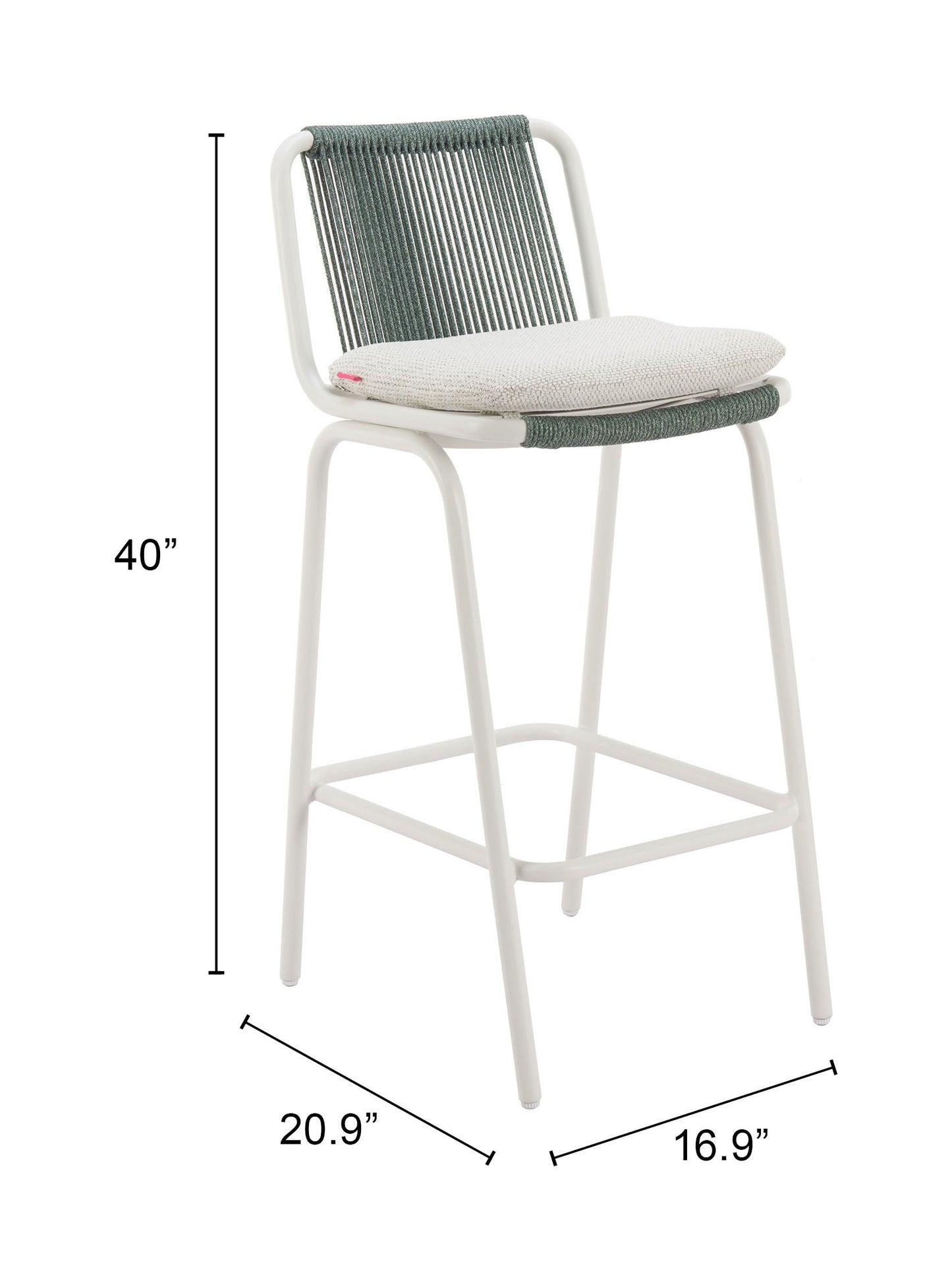 Luft White & Green Outdoor Barstool (Set of 2) - Ornate Home