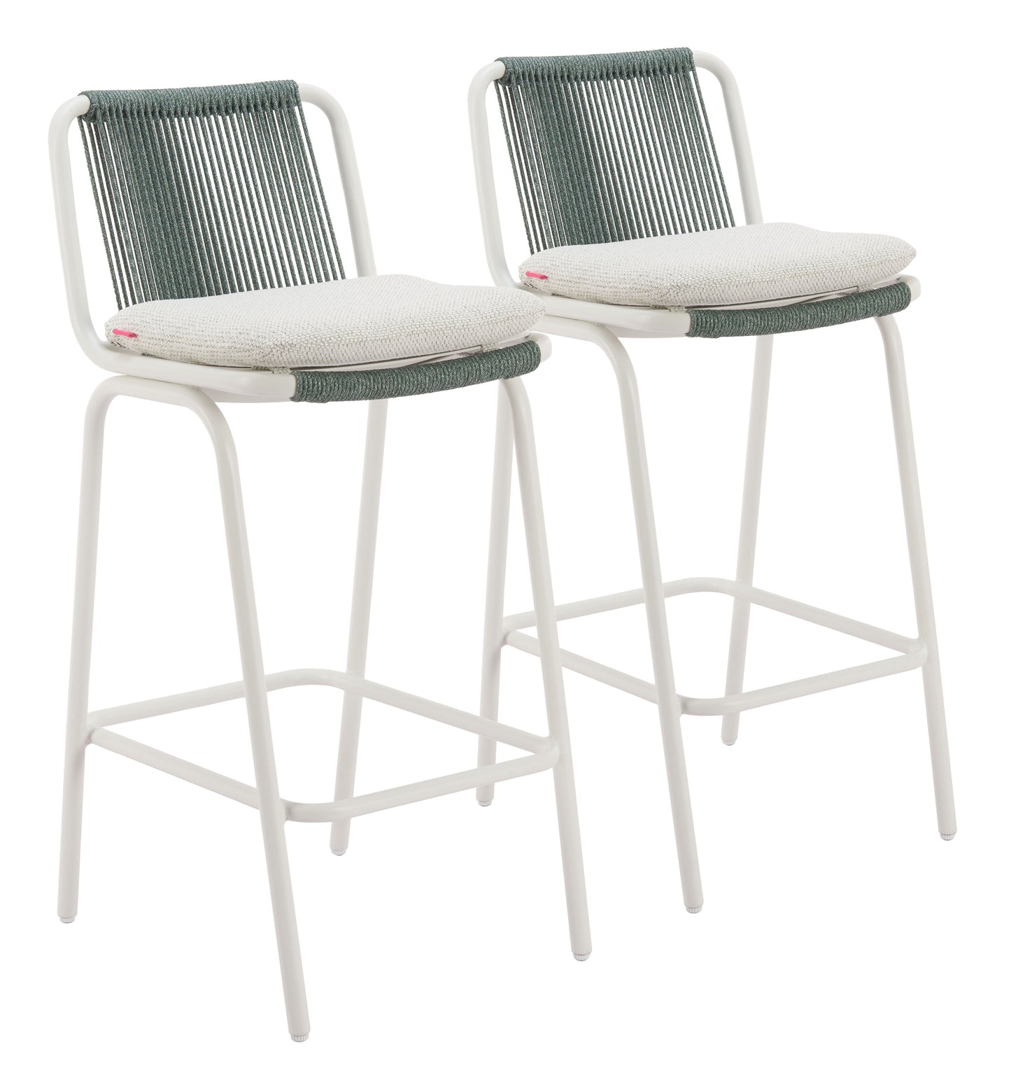 Luft White & Green Outdoor Barstool (Set of 2) - Ornate Home