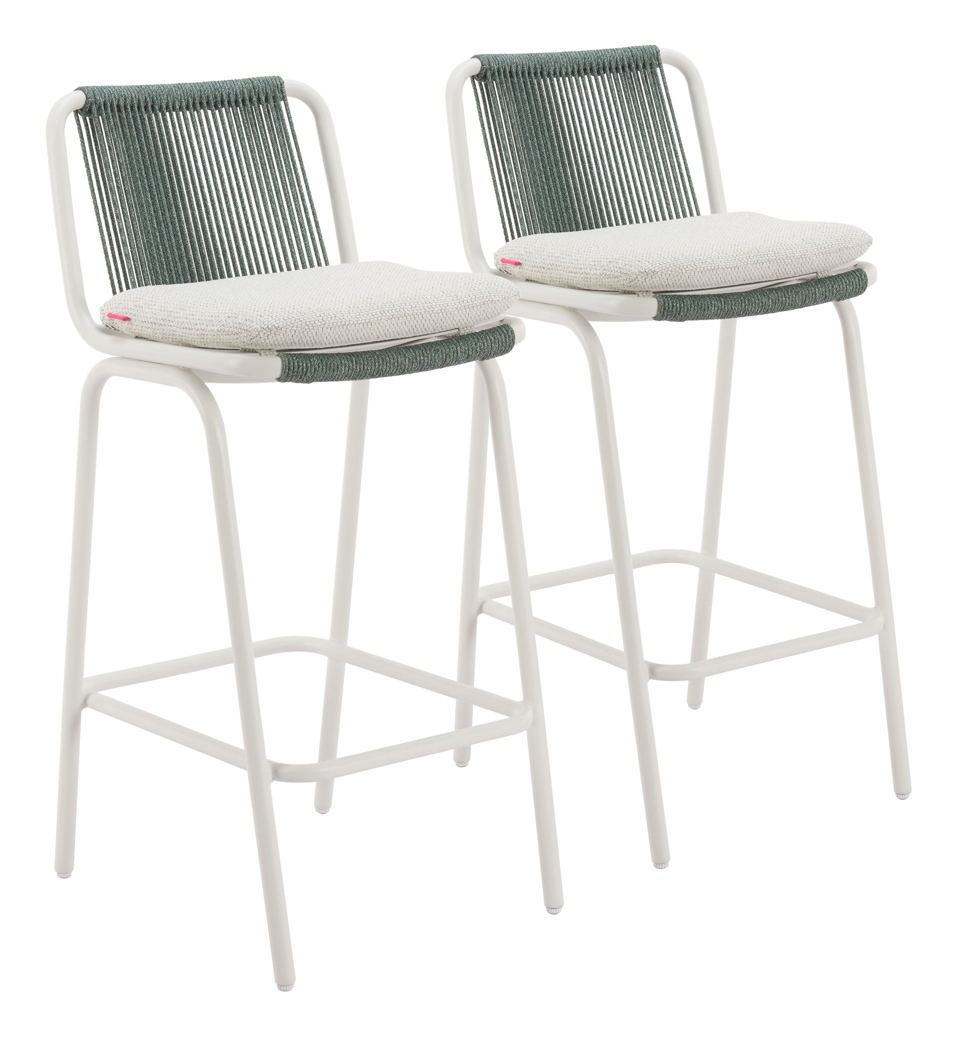Luft White & Green Outdoor Barstool (Set of 2) - Ornate Home
