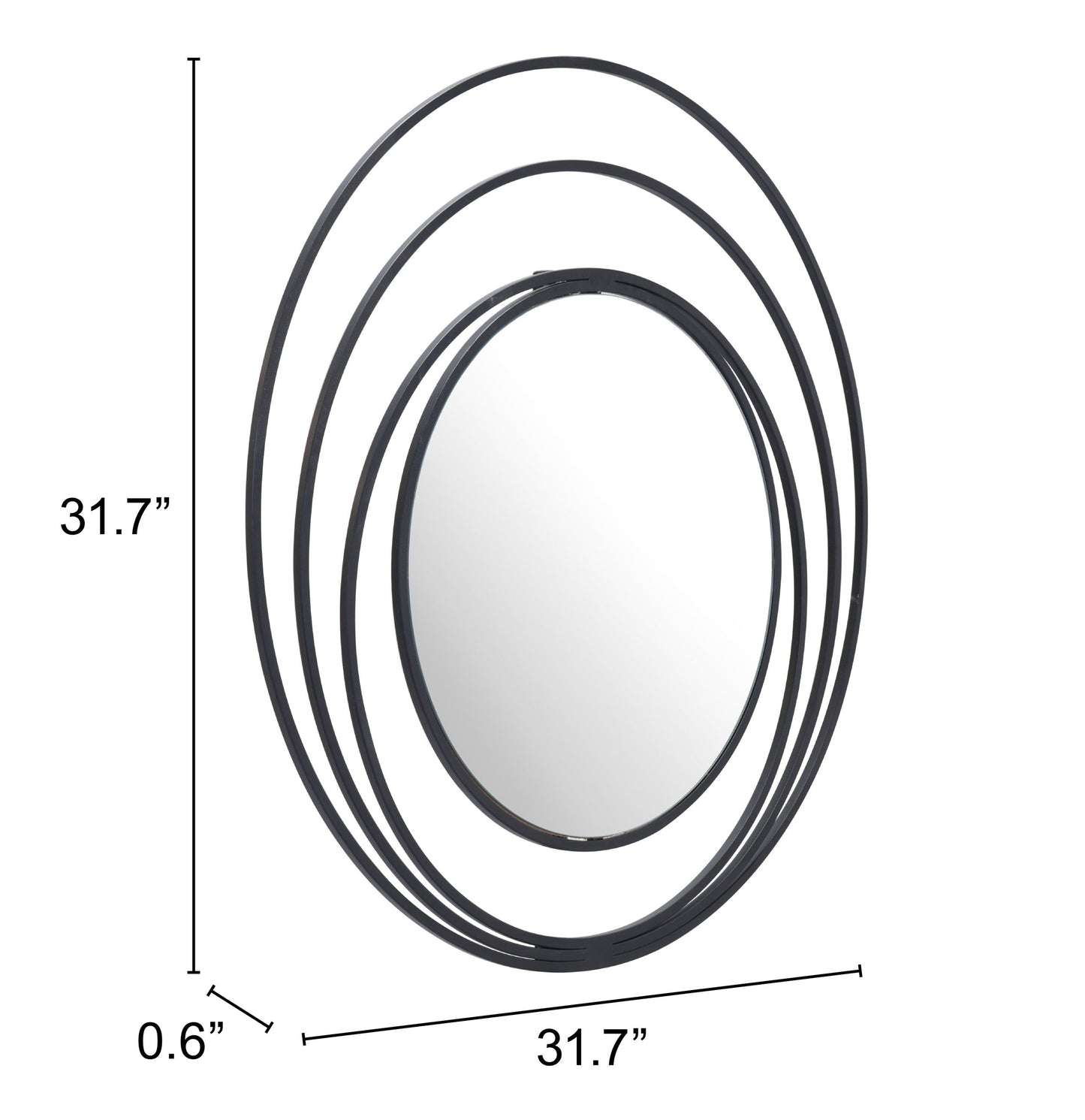Luna Black Round Mirror - Ornate Home