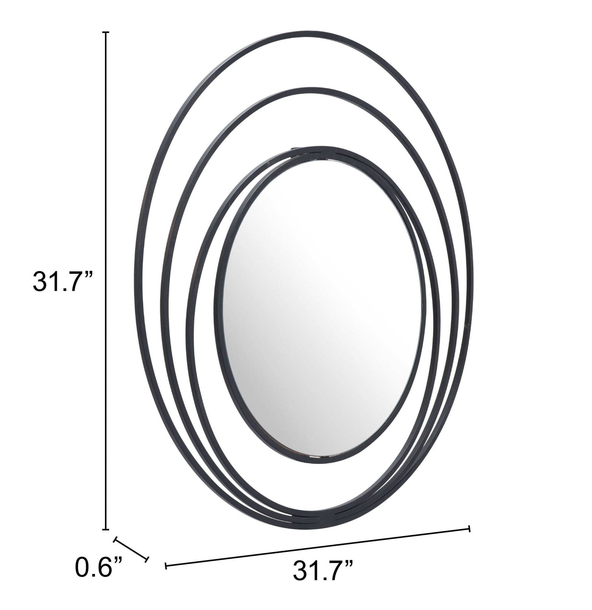 Luna Black Round Mirror - Ornate Home