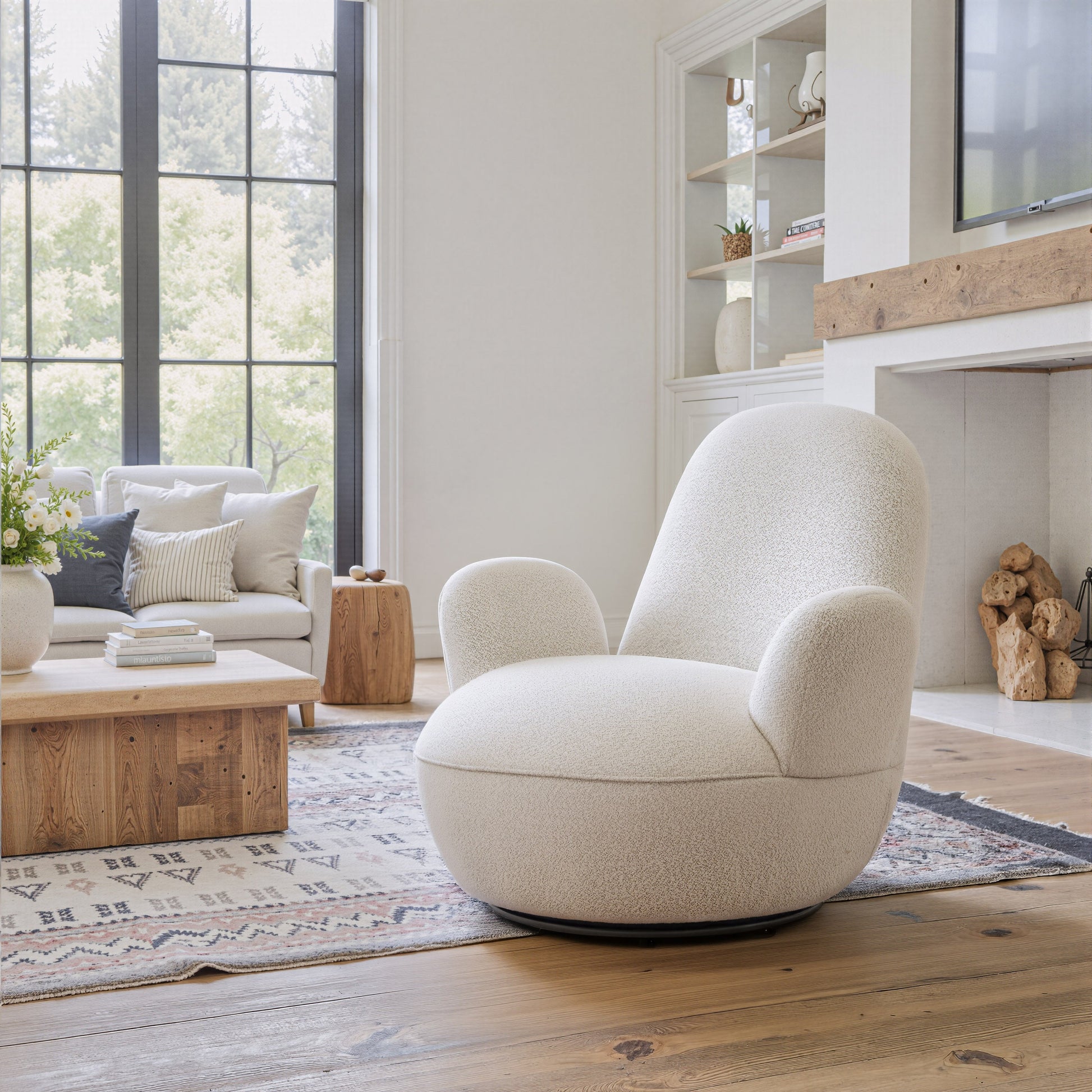 Lunet Ivory Swivel Chair - Ornate Home