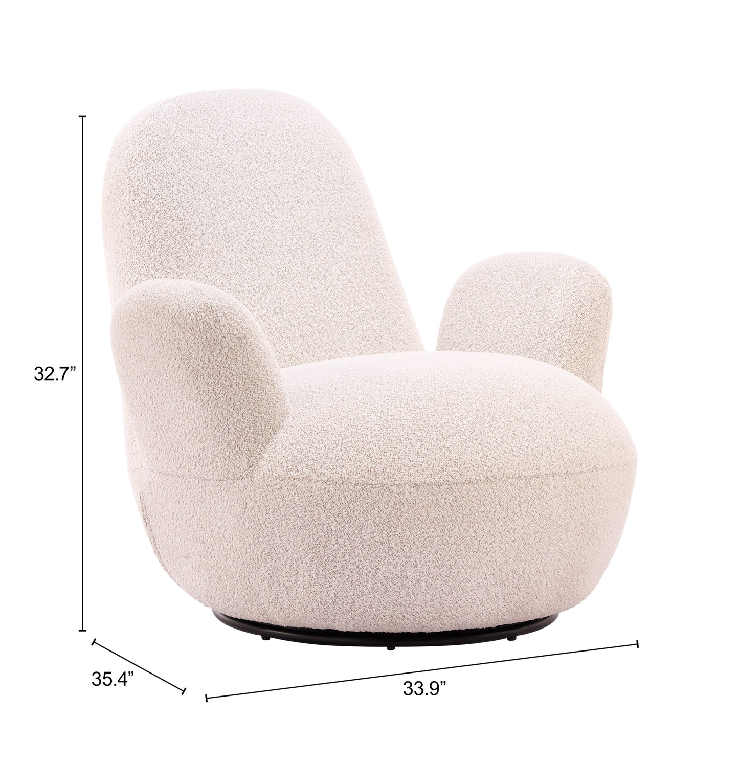 Lunet Ivory Swivel Chair - Ornate Home
