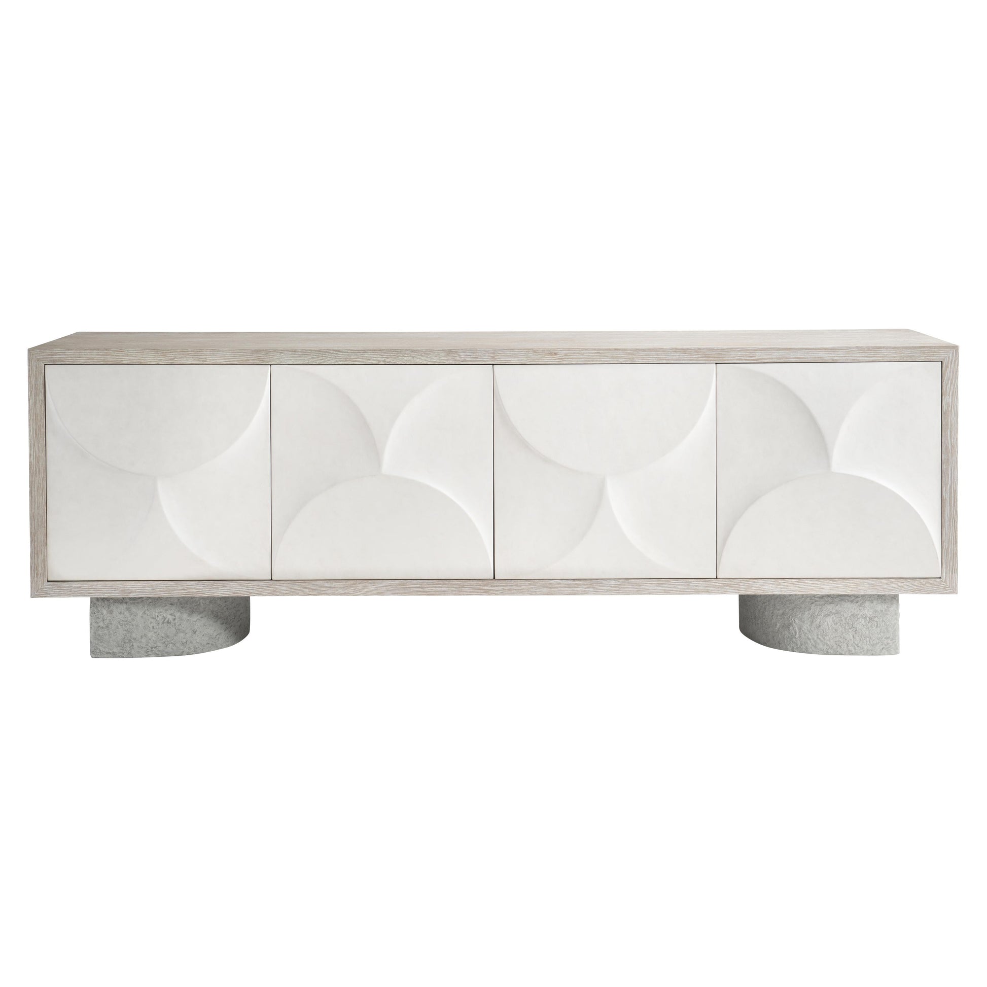 Lunula Sand Grey/Vellum/Flaxen Entertainment Credenza - Ornate Home