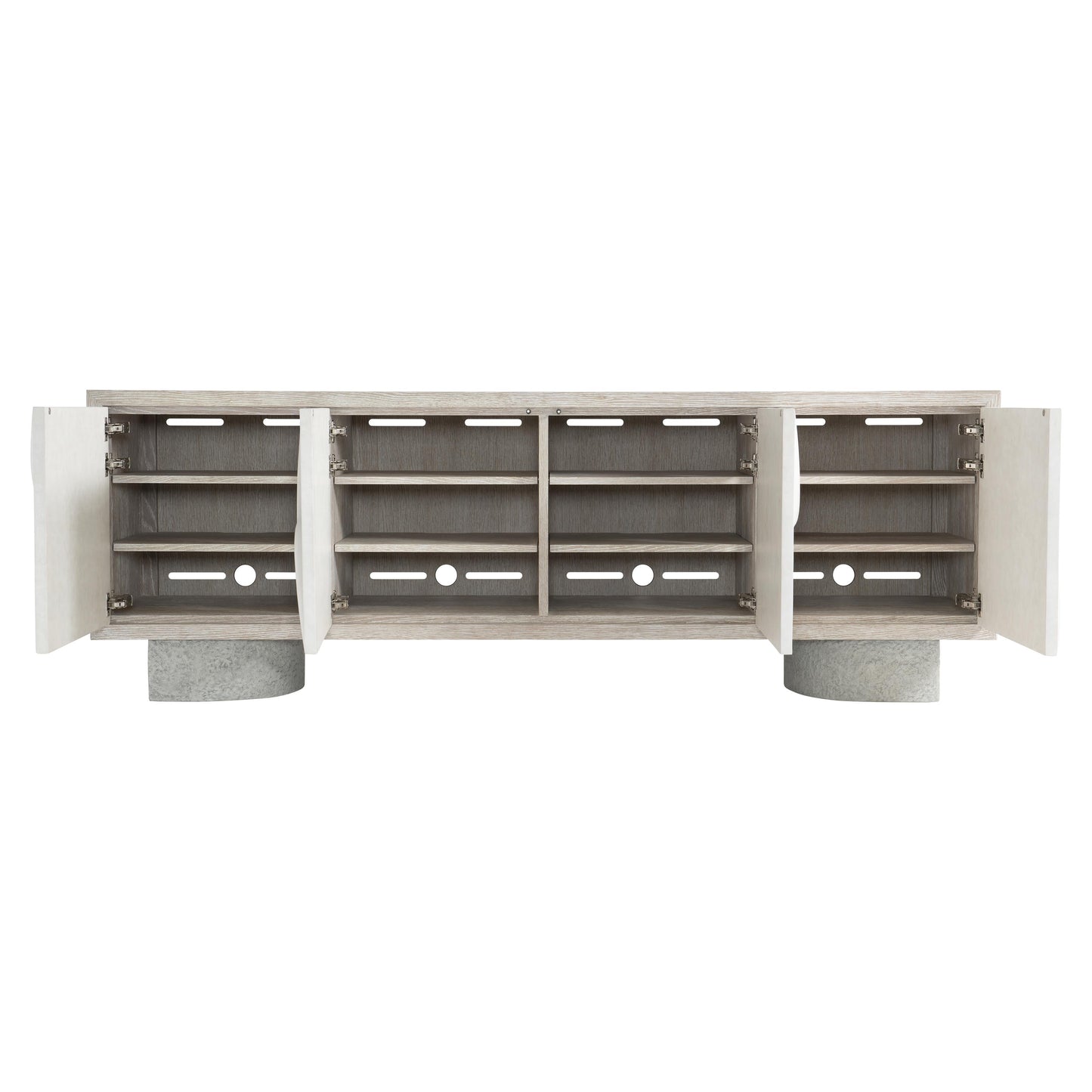 Lunula Sand Grey/Vellum/Flaxen Entertainment Credenza - Ornate Home