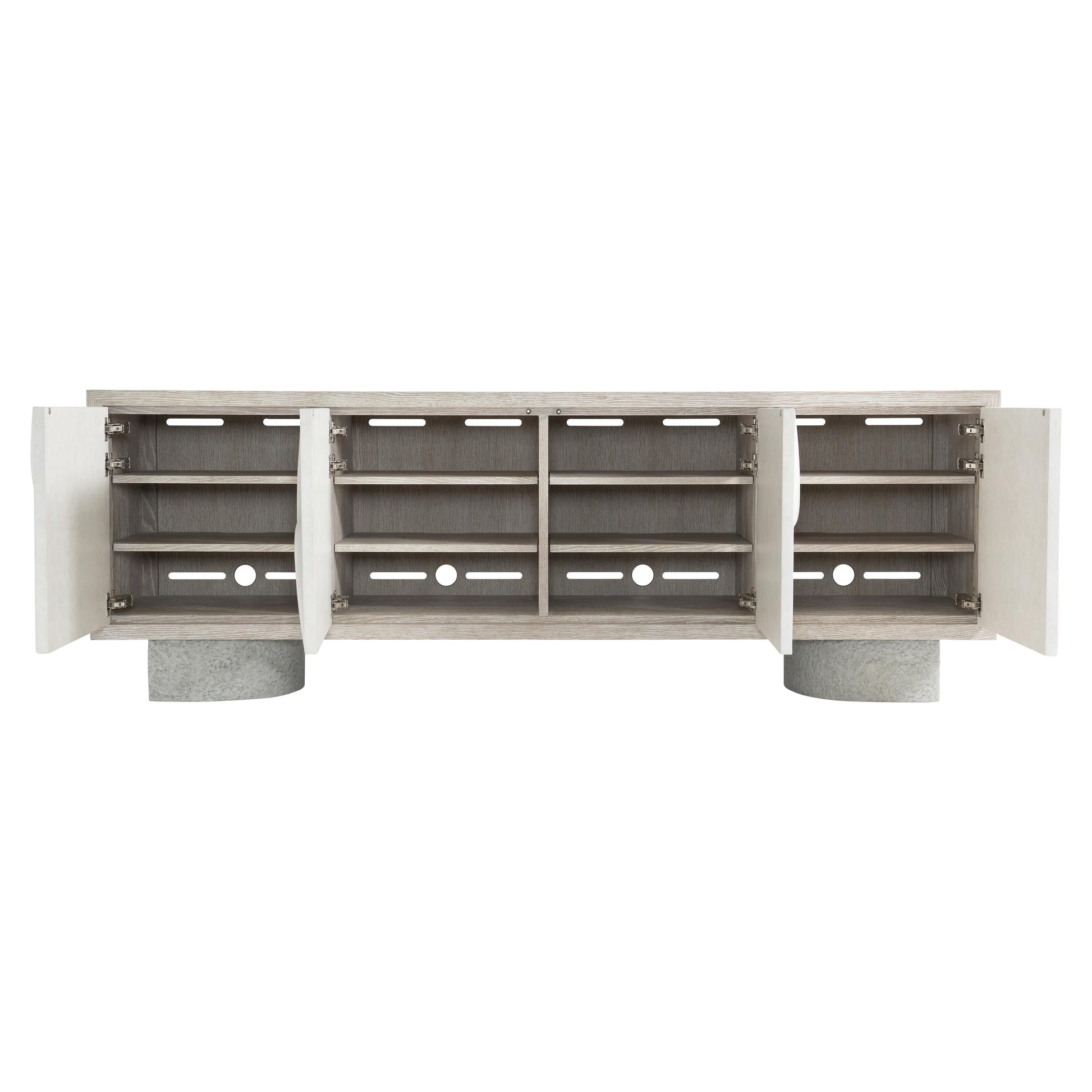 Lunula Sand Grey/Vellum/Flaxen Entertainment Credenza - Ornate Home