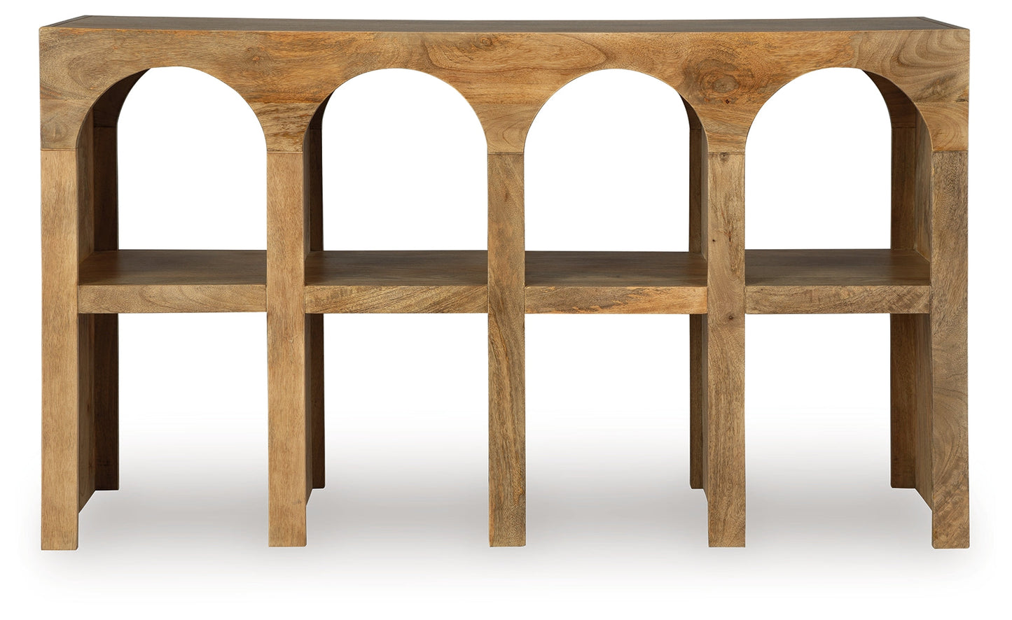 Luzmanacy Natural Brown Console Sofa Table- Viva Furn