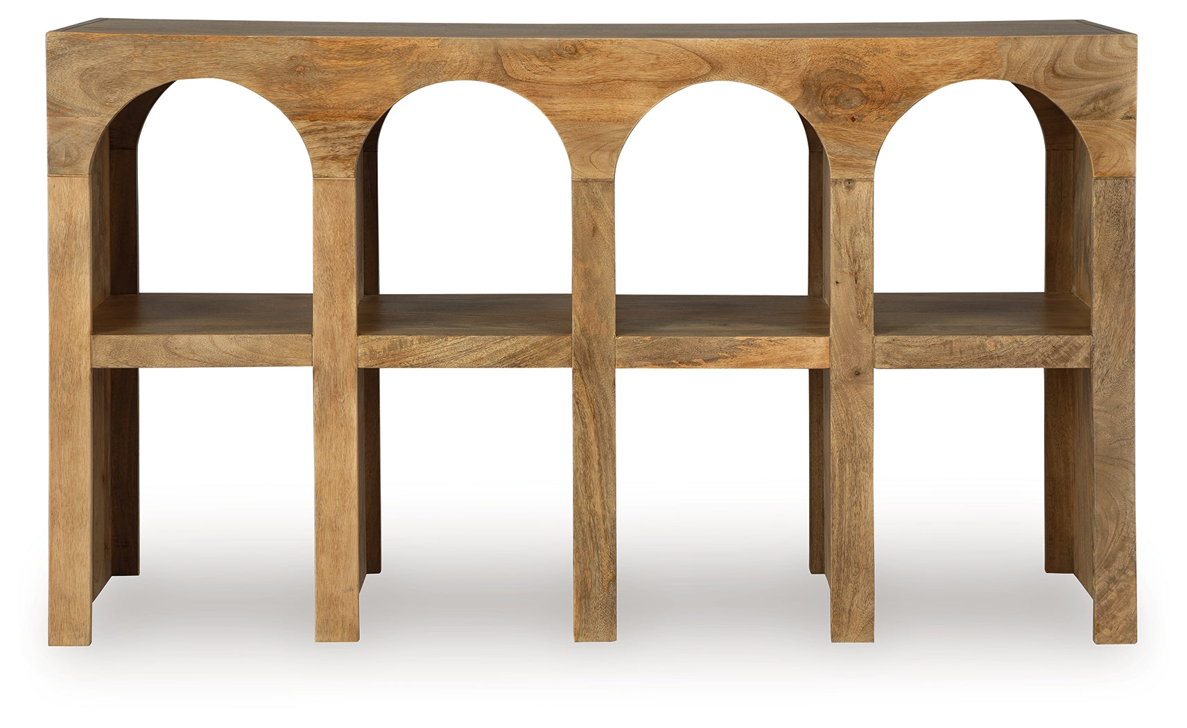 Luzmanacy Natural Brown Console Sofa Table- Viva Furn