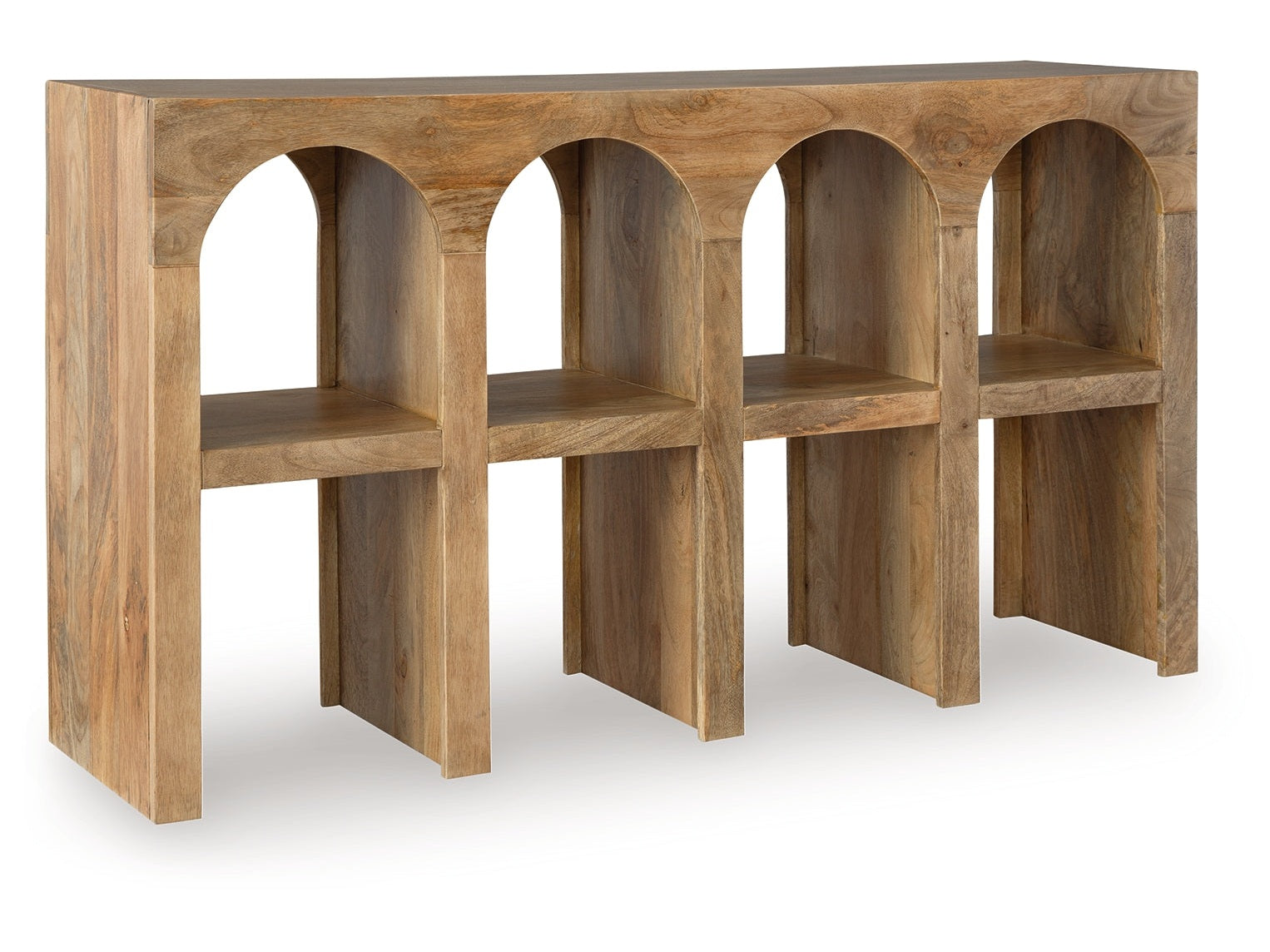 Luzmanacy Natural Brown Console Sofa Table- Viva Furn