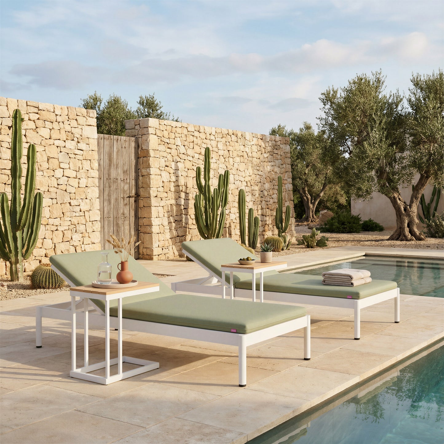 Lychee Green Outdoor Chaise Lounge - Ornate Home