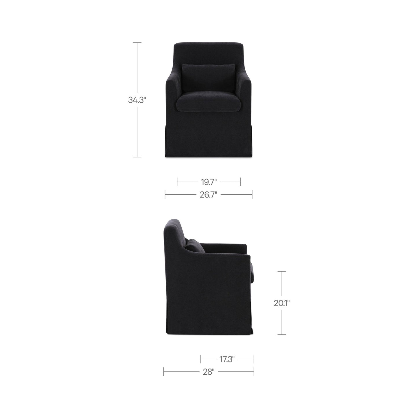 Lydia Black Slipcover Dining Chair - Ornate Home