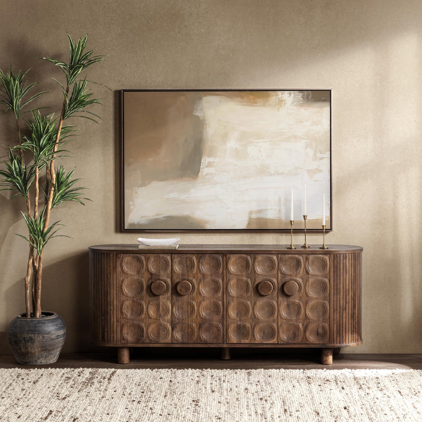 Lyle Artisan Brown 4 Door Cabinet - Ornate Home