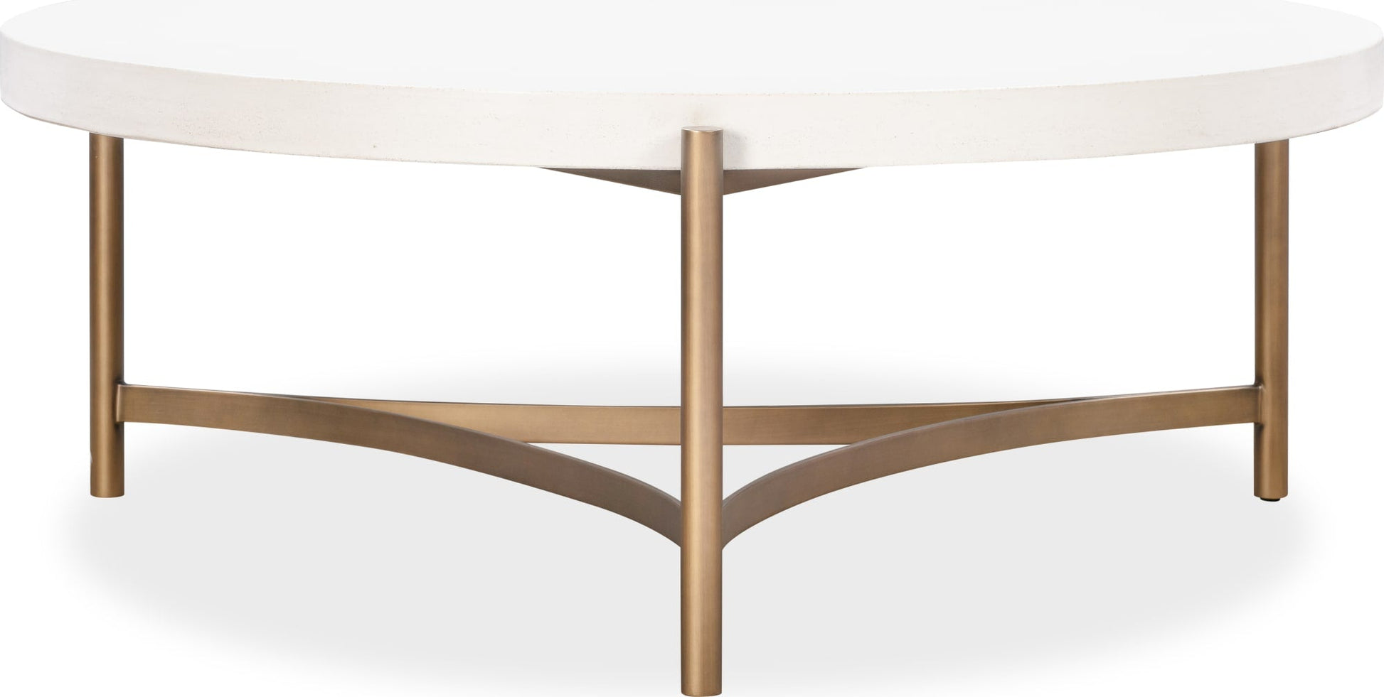 Lyon Ivory Round White Concrete and Metal Coffee Table - Ornate Home