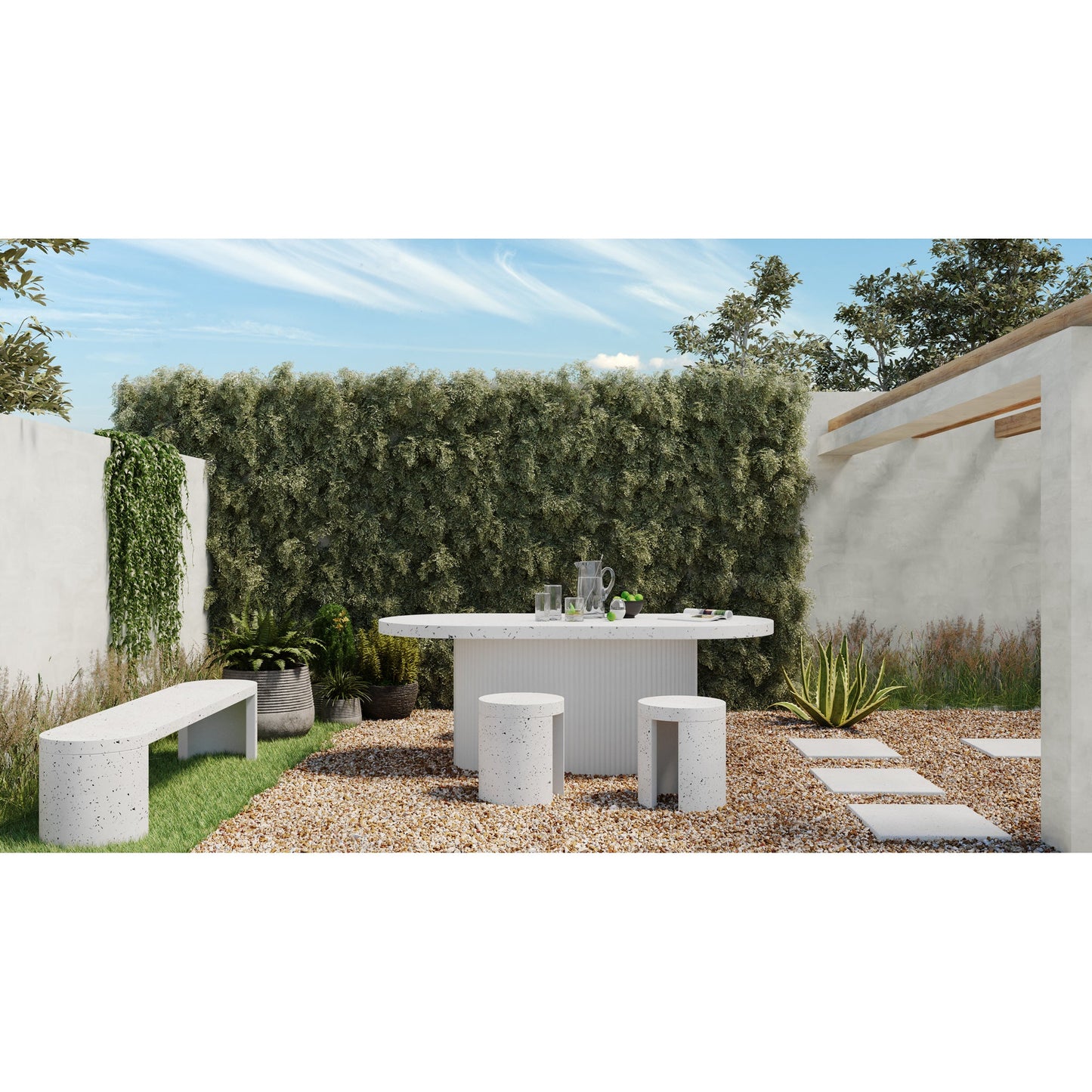 Lyon Light Grey Outdoor Bench - Ornate Home