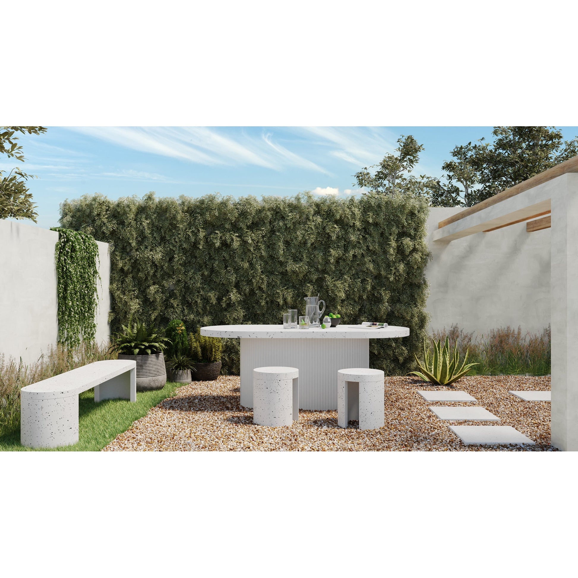 Lyon Light Grey Outdoor Bench - Ornate Home