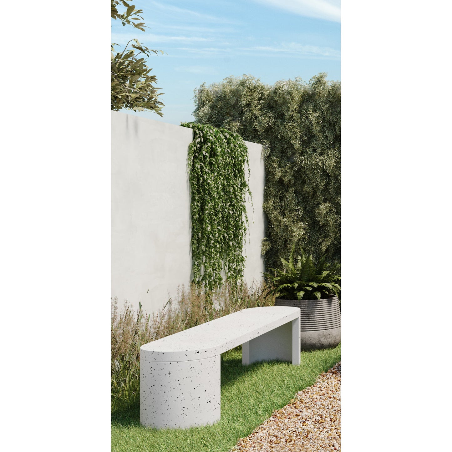 Lyon Light Grey Outdoor Bench - Ornate Home
