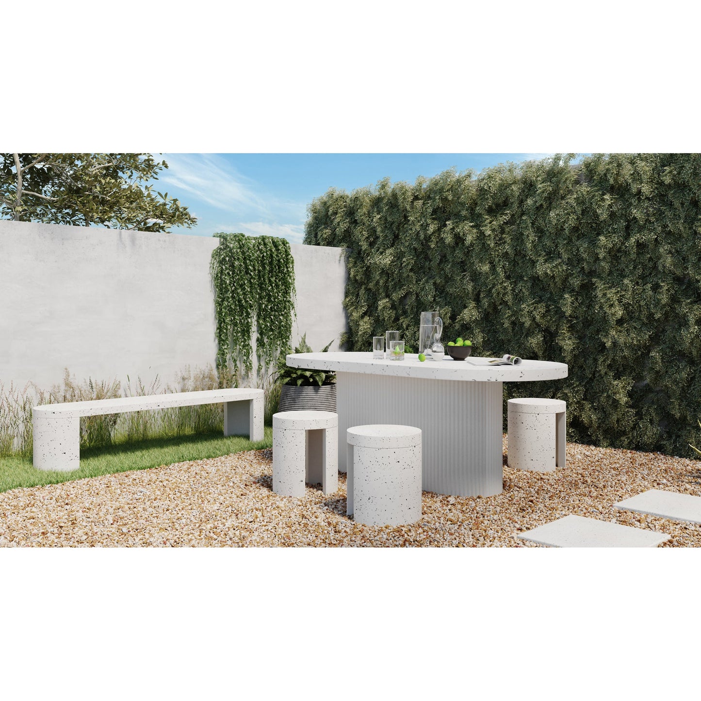 Lyon Light Grey Outdoor Bench - Ornate Home