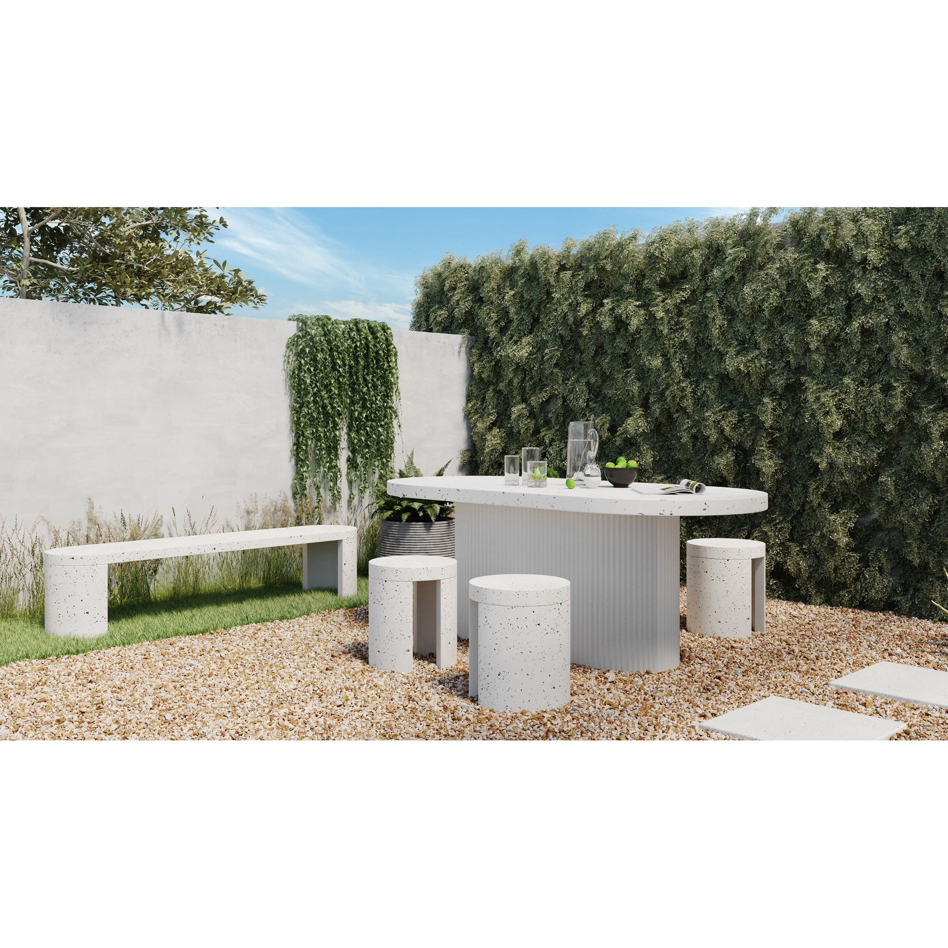Lyon Light Grey Outdoor Bench - Ornate Home