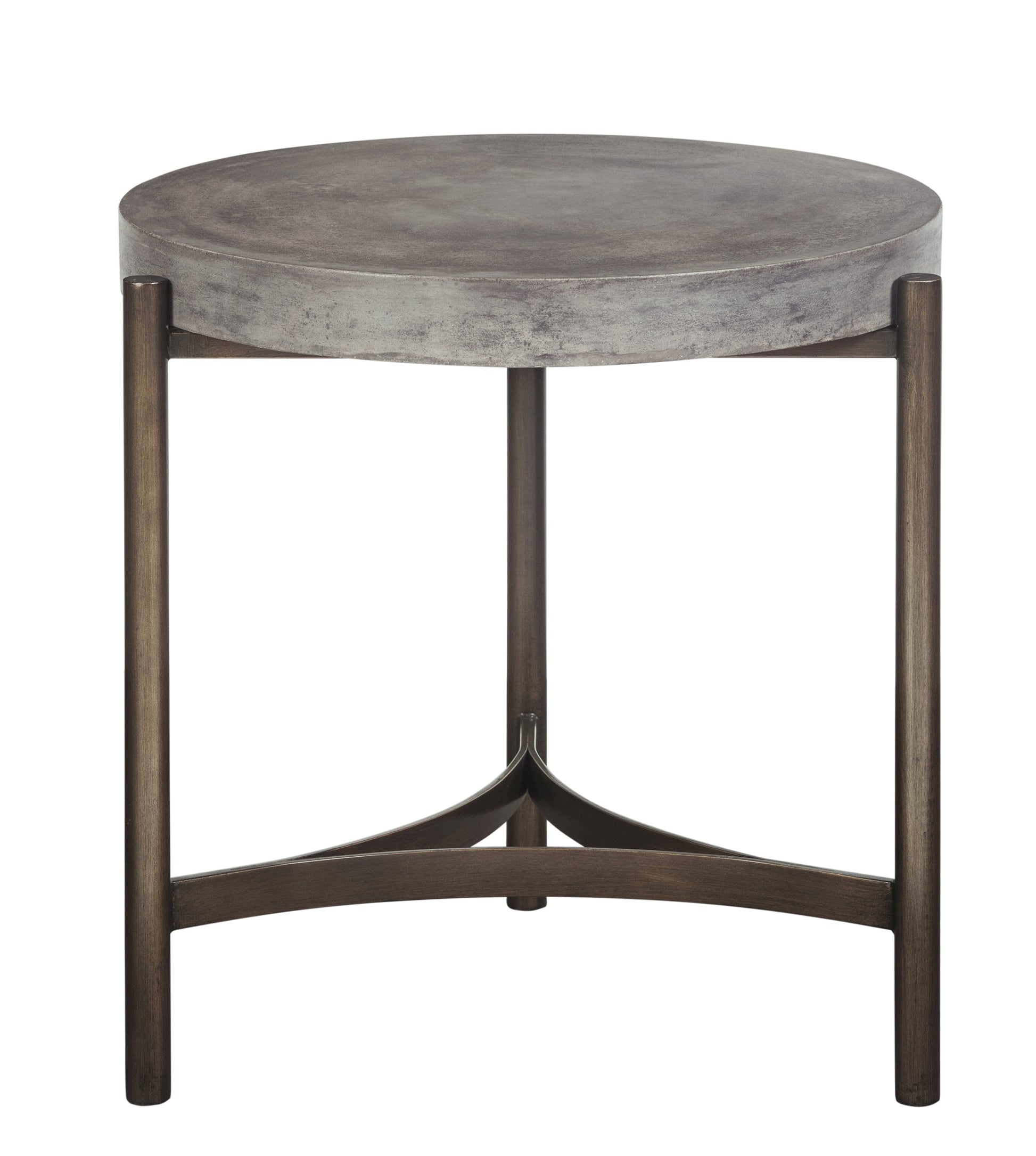 Lyon Round Natural Concrete and Metal Side Table - Ornate Home