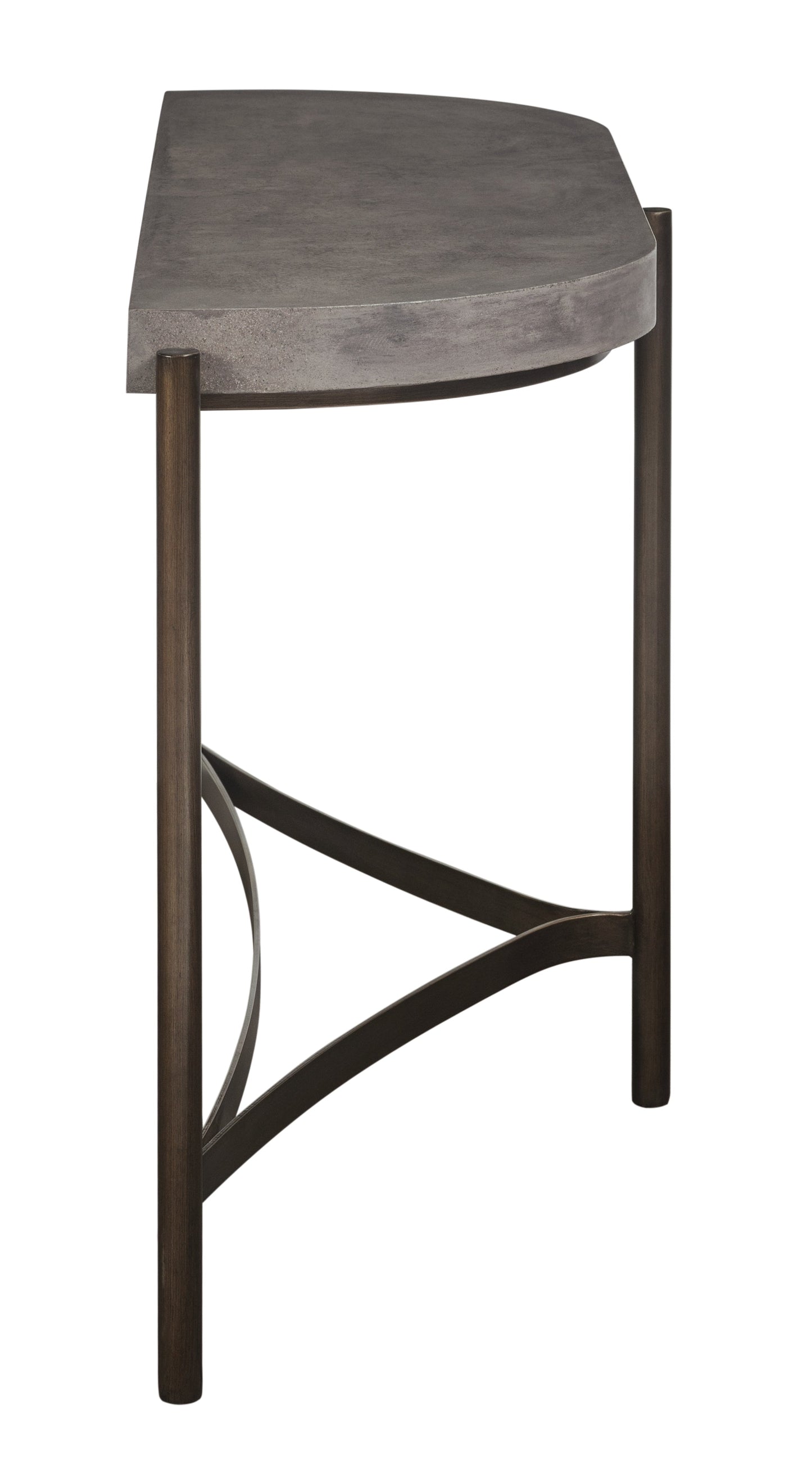 Lyon Semi-circular Natural Concrete and Metal Console Table - Ornate Home