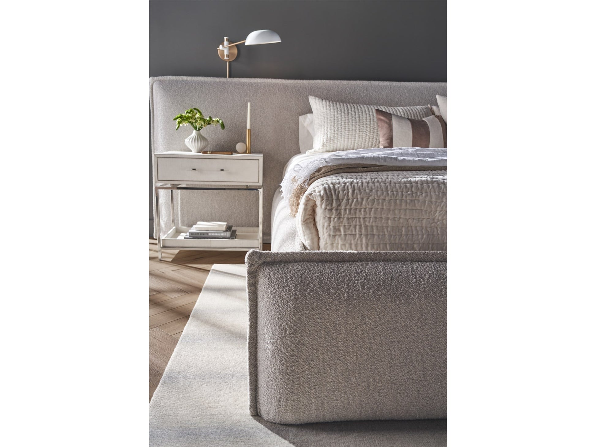 Lyra Gray/Polished Nickel Nightstand - Ornate Home