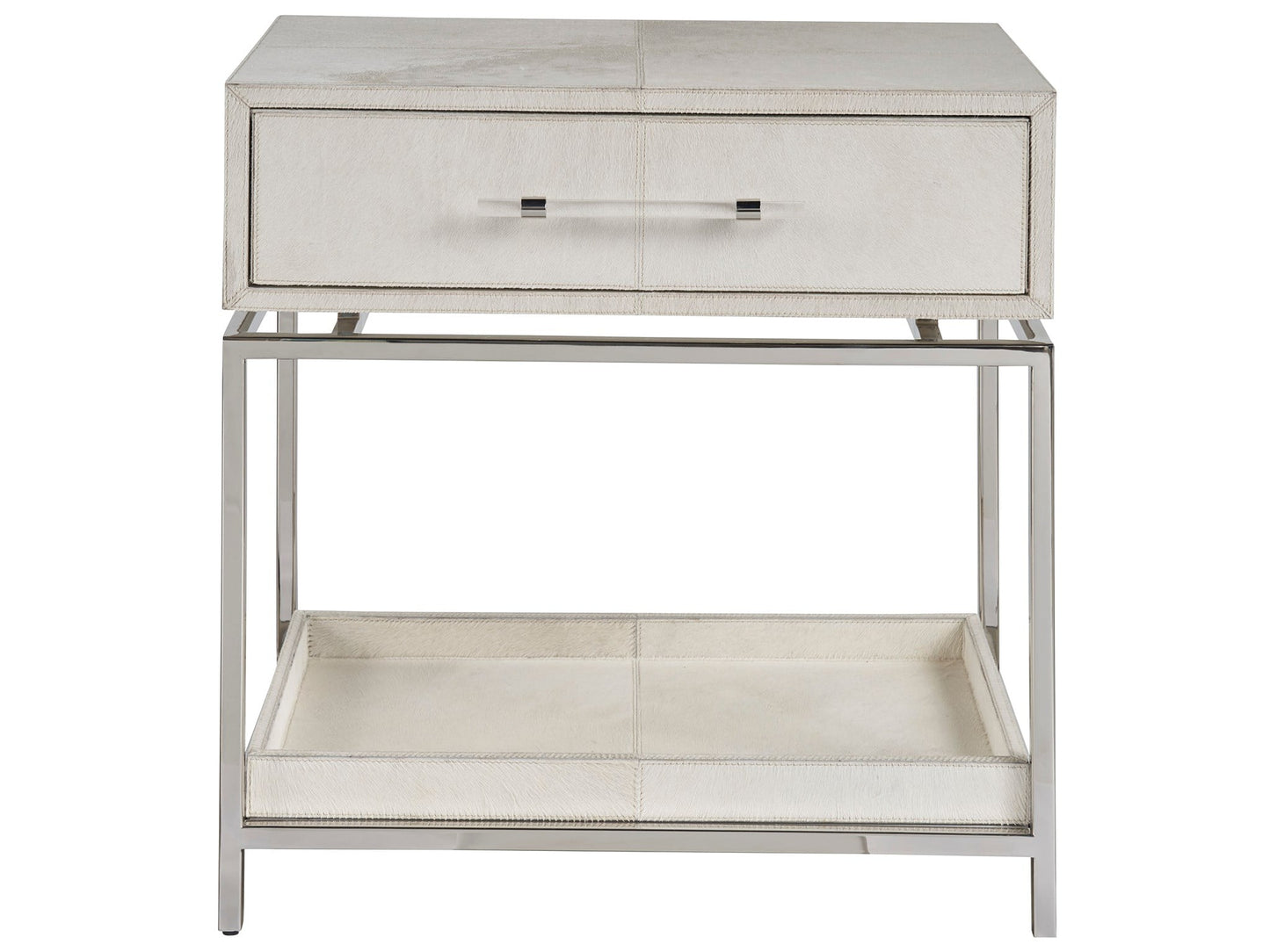 Lyra Gray/Polished Nickel Nightstand - Ornate Home