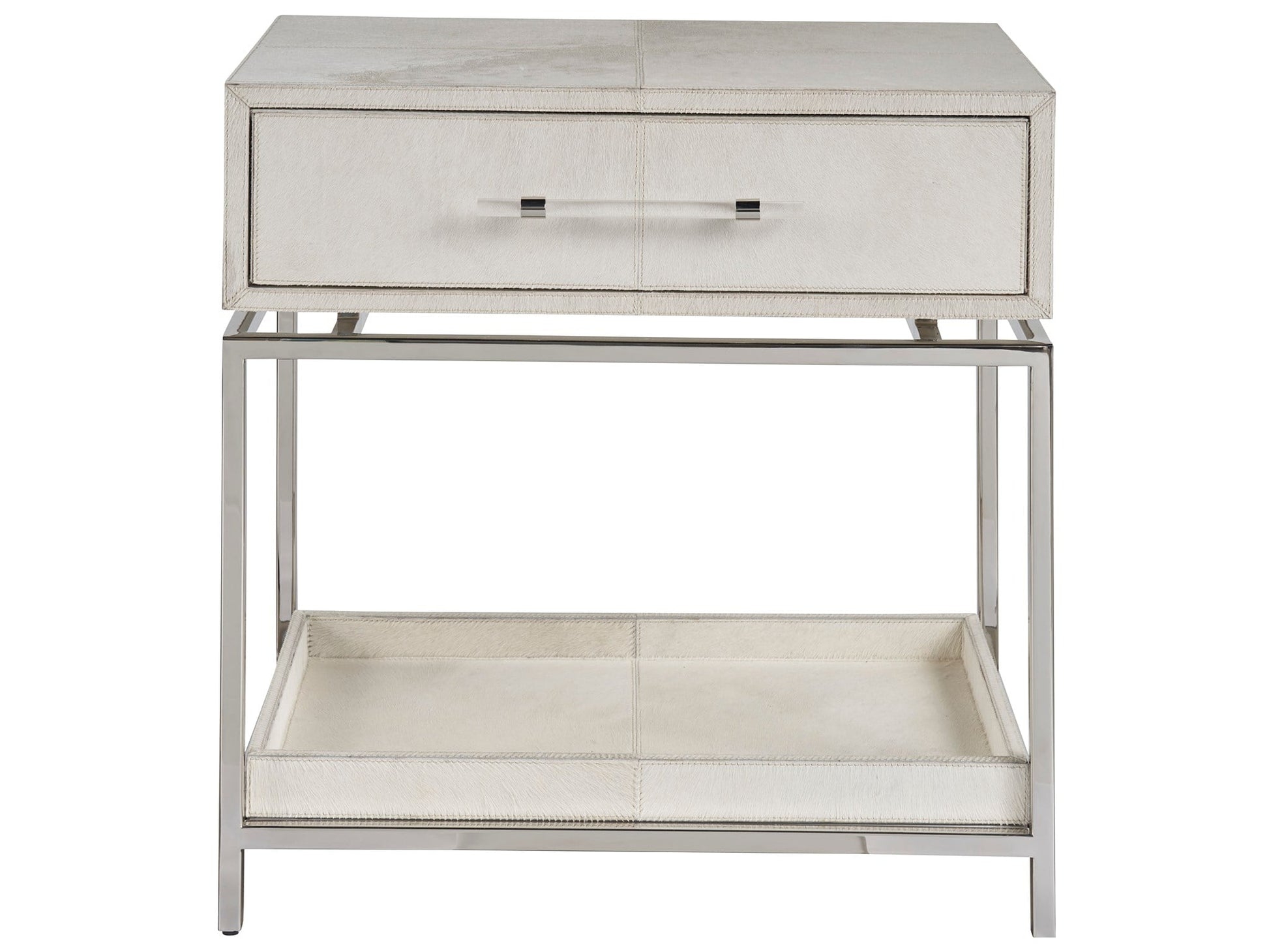 Lyra Gray/Polished Nickel Nightstand - Ornate Home