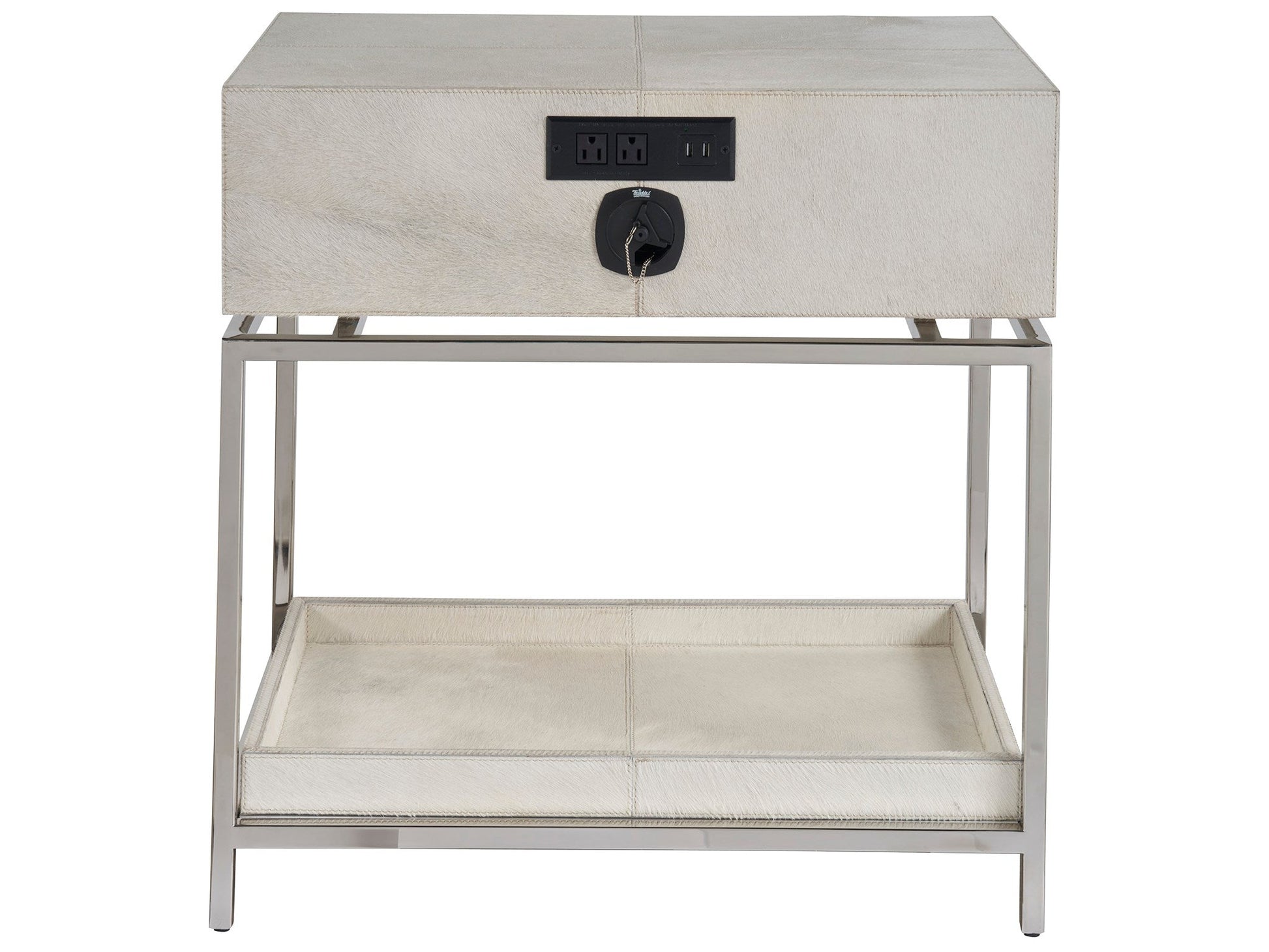 Lyra Gray/Polished Nickel Nightstand - Ornate Home
