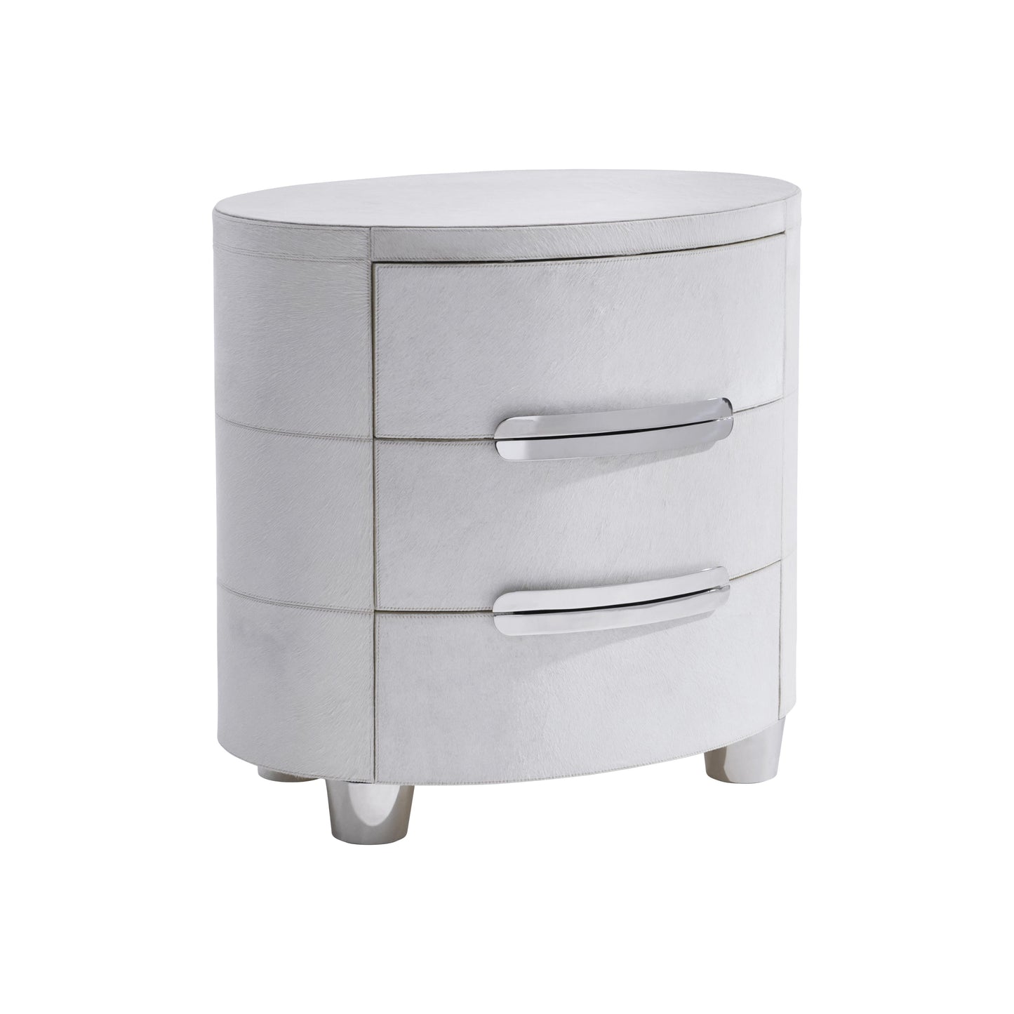 Lyric White/Polished Stainless Nightstand - Ornate Home