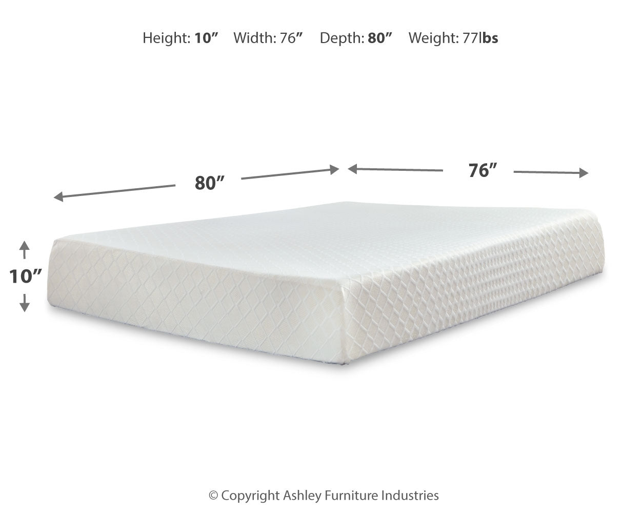 10 Inch Chime Memory Foam White King Mattress and Foundation