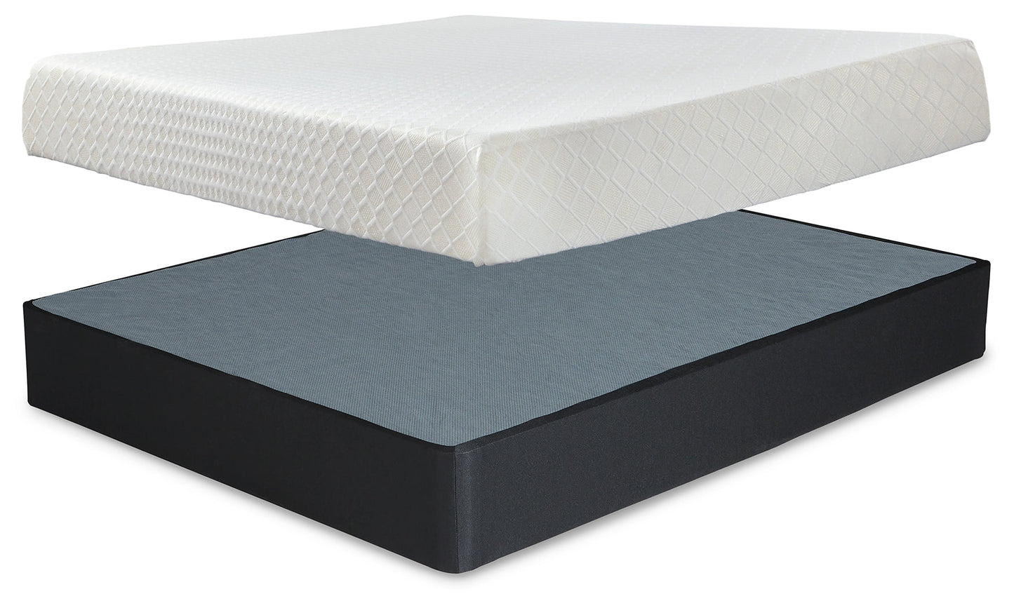 10 Inch Chime Memory Foam White King Mattress and Foundation