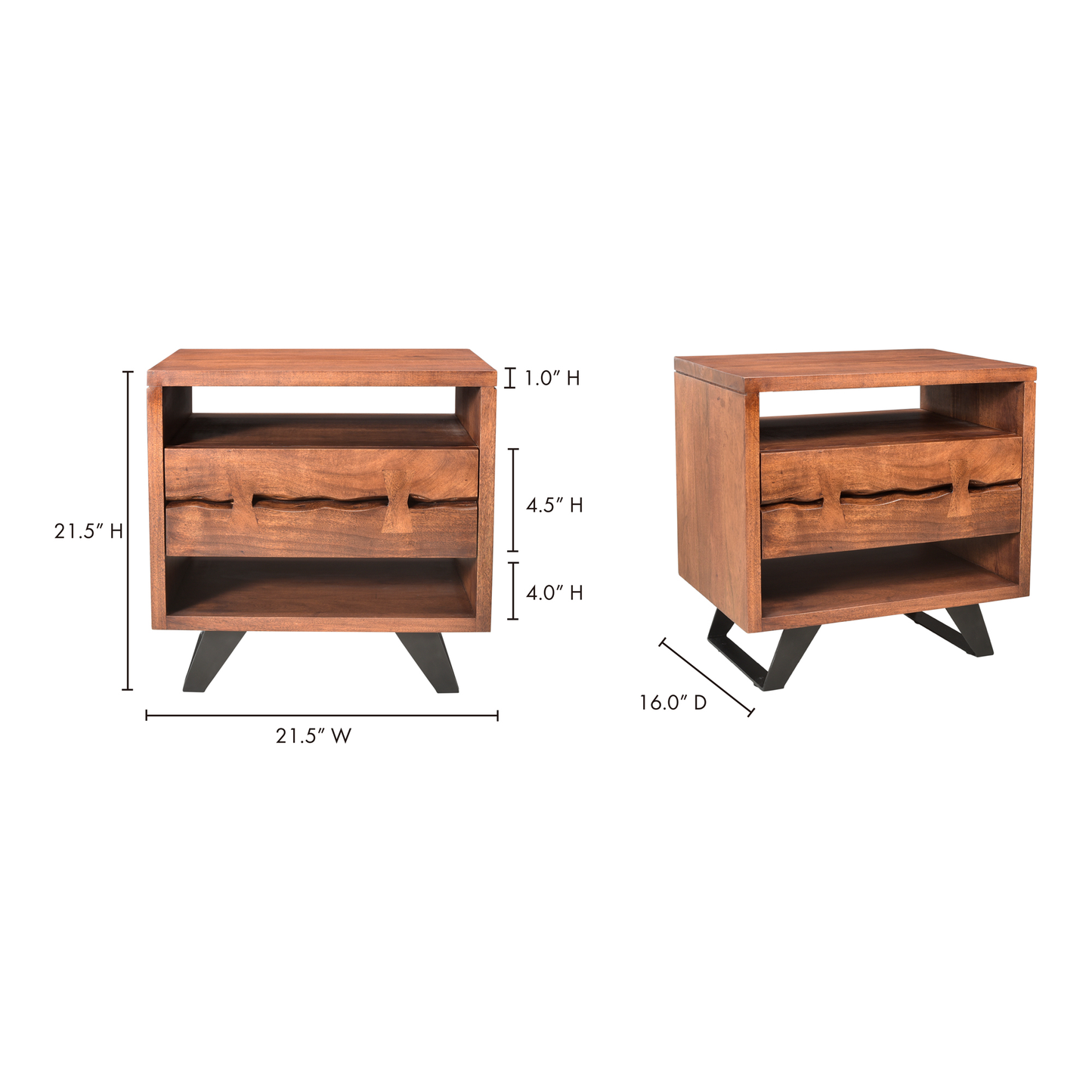 Madagascar Brown Nightstand Open-Shelf - Ornate Home