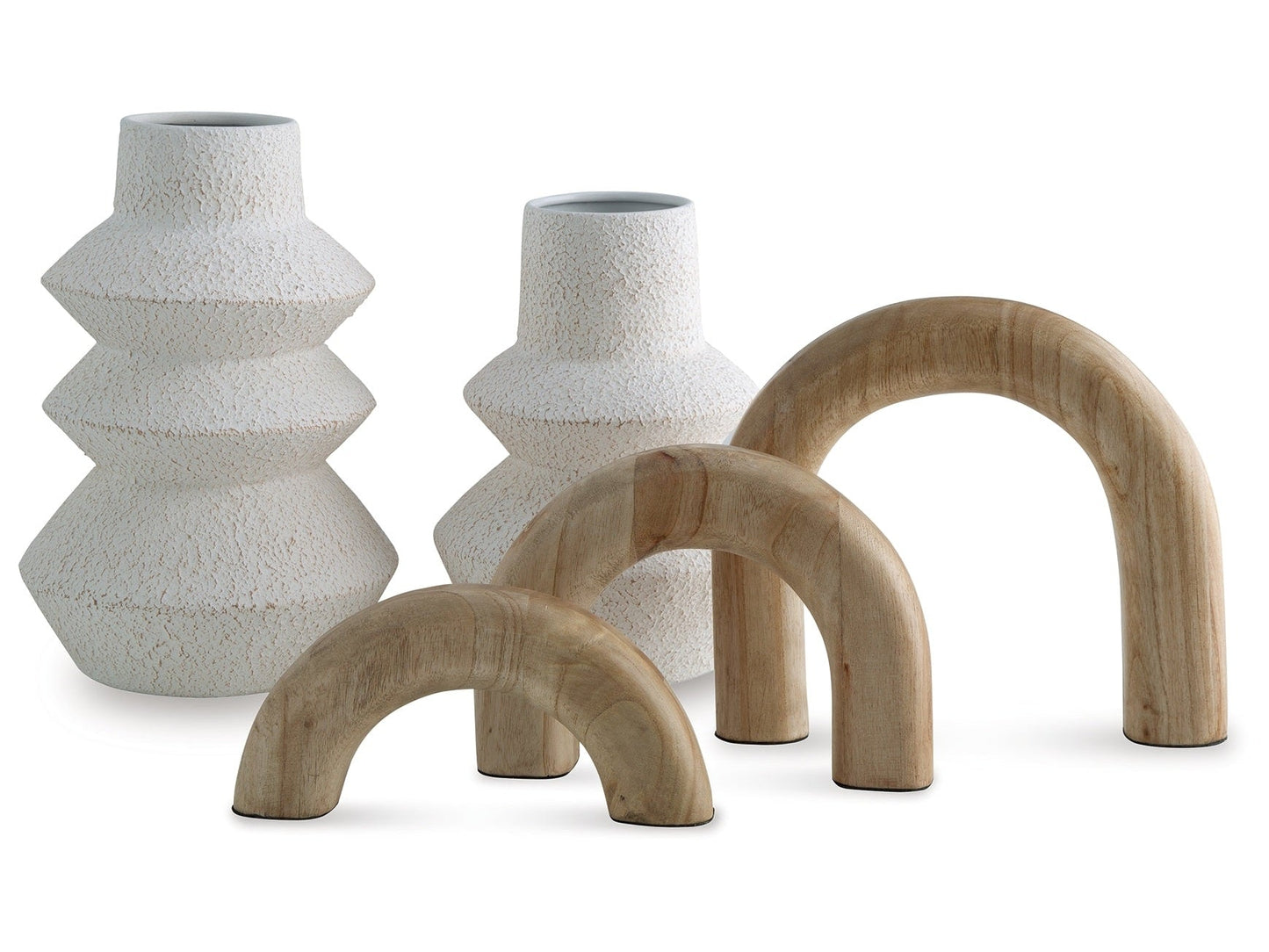 Maddwarth White/Natural Brown Accessory Set (Set of 5)- Viva Furn