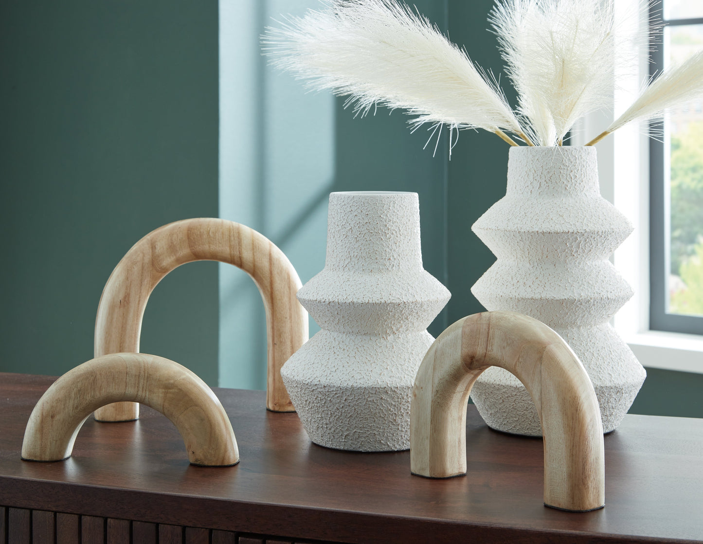 Maddwarth White/Natural Brown Accessory Set (Set of 5)- Viva Furn