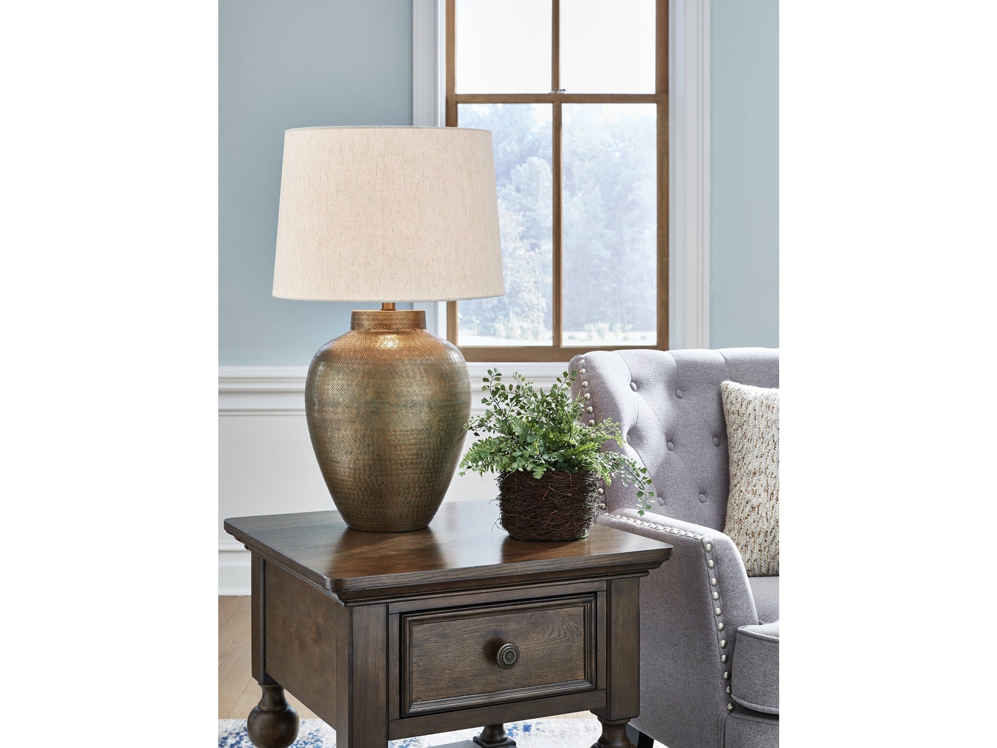 Madney Antique Gold 2-Piece Lamp Set- Viva Furn