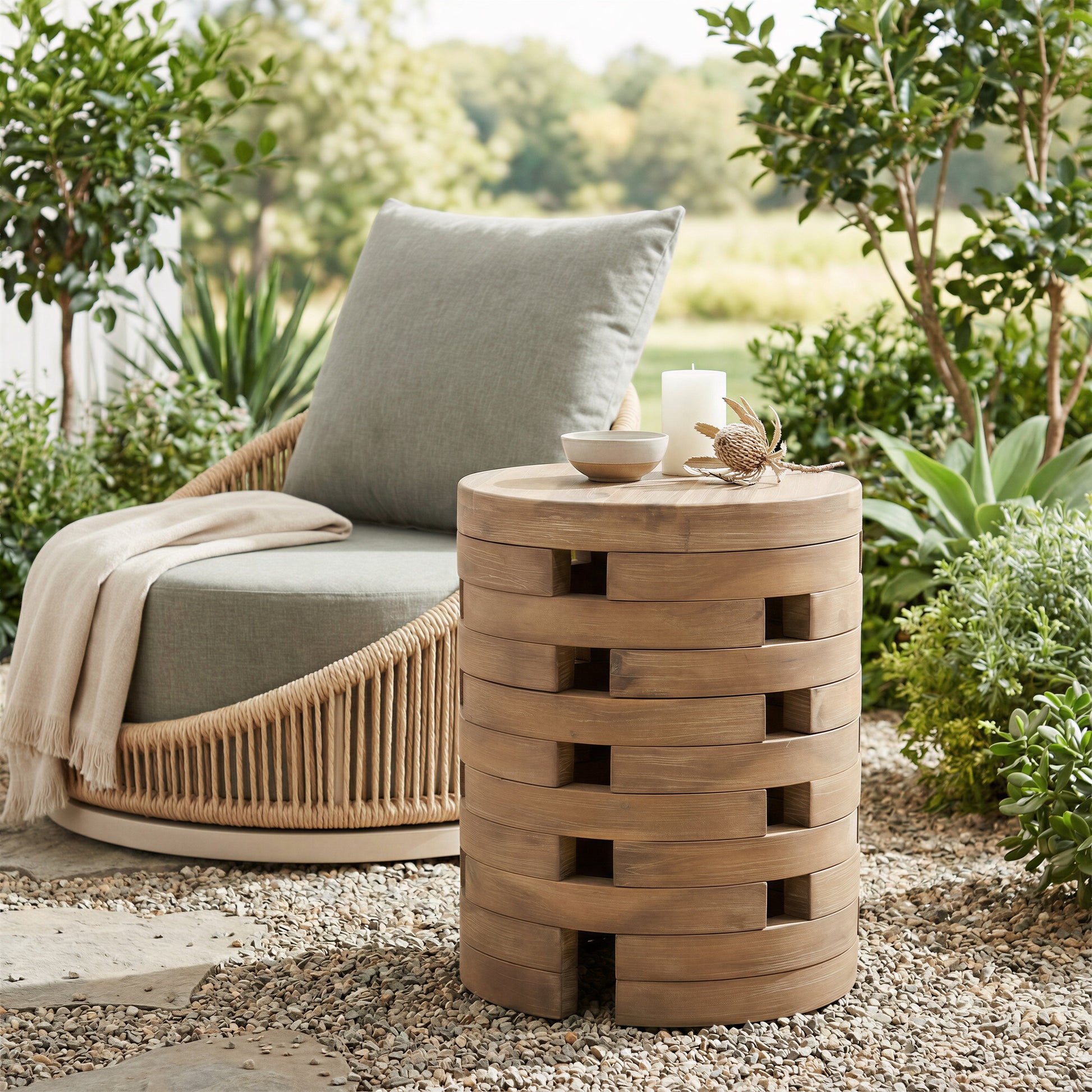 Mado Natural Outdoor Side Table - Ornate Home