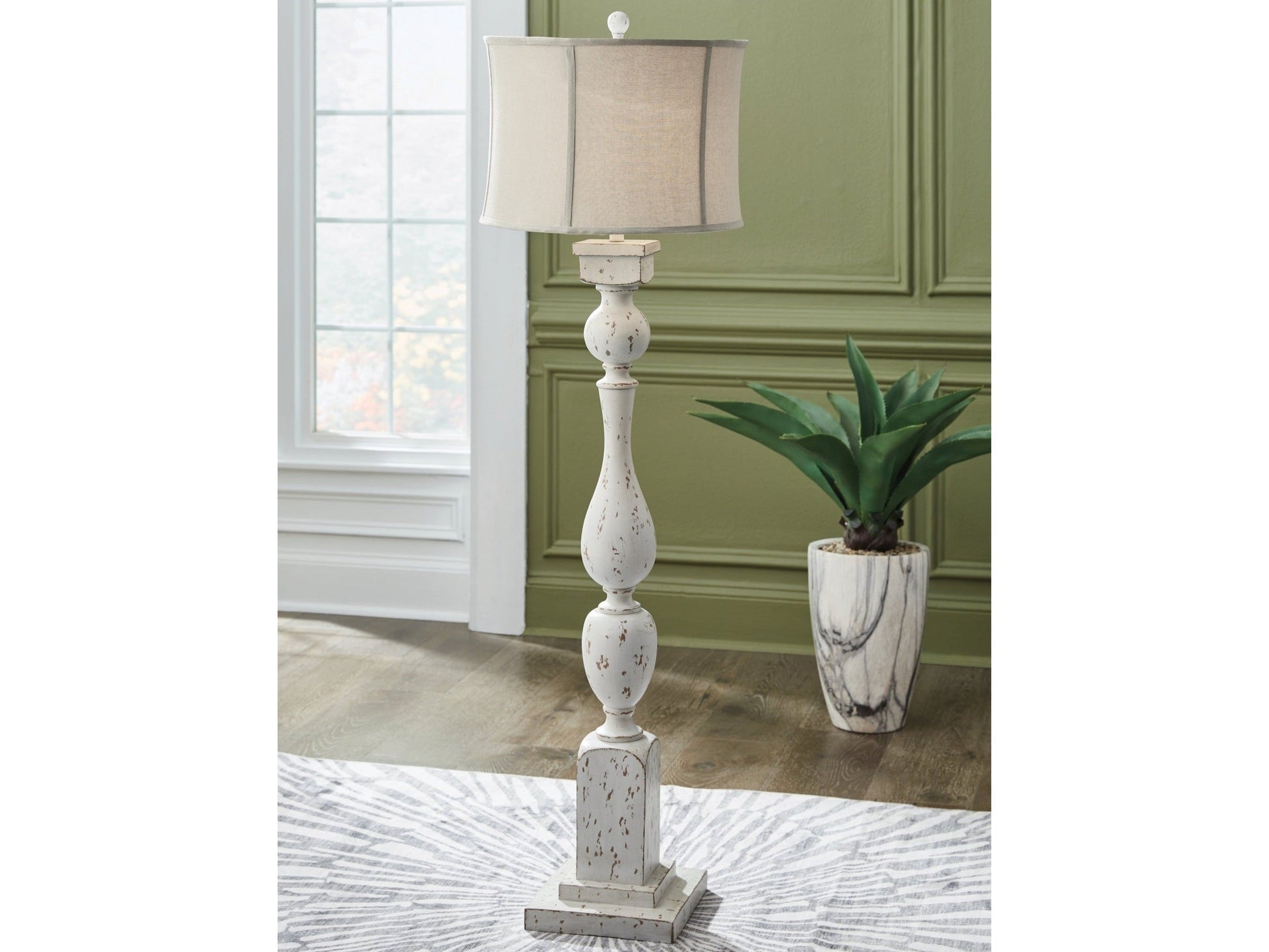 Madsbrook Antique White Poly Floor Lamp- Viva Furn