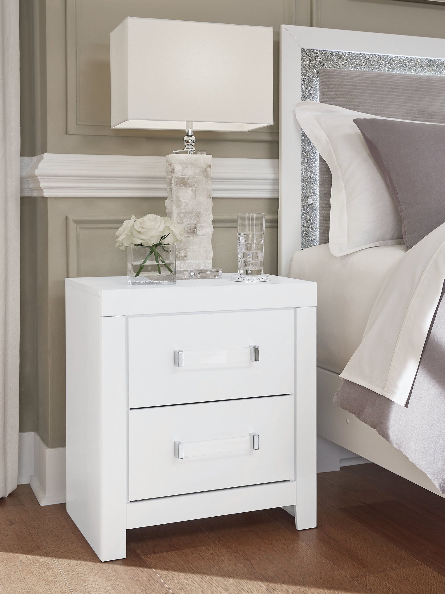 Maeling White Nightstand- Viva Furn
