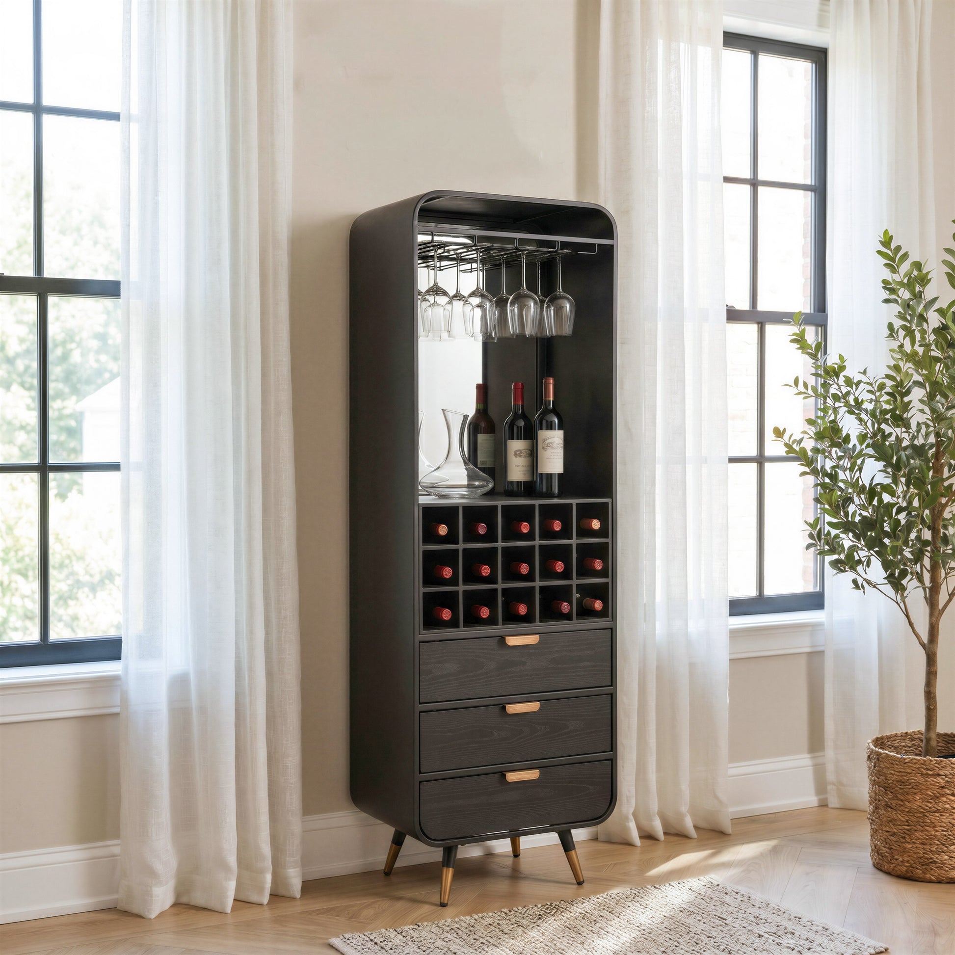 Magara Black Bar Cabinet - Ornate Home