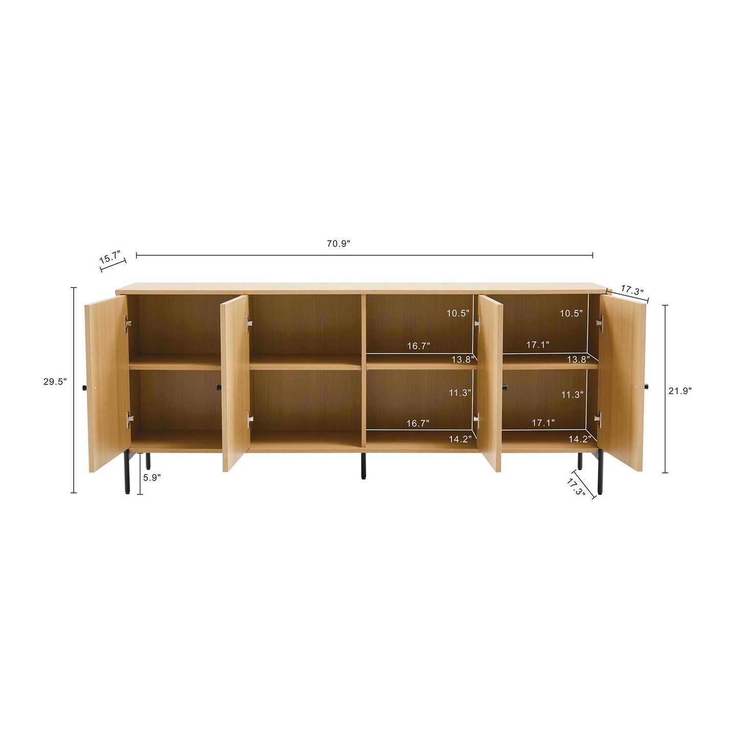 Magnolia70.9" Sideboard in Natural Oak - Ornate Home