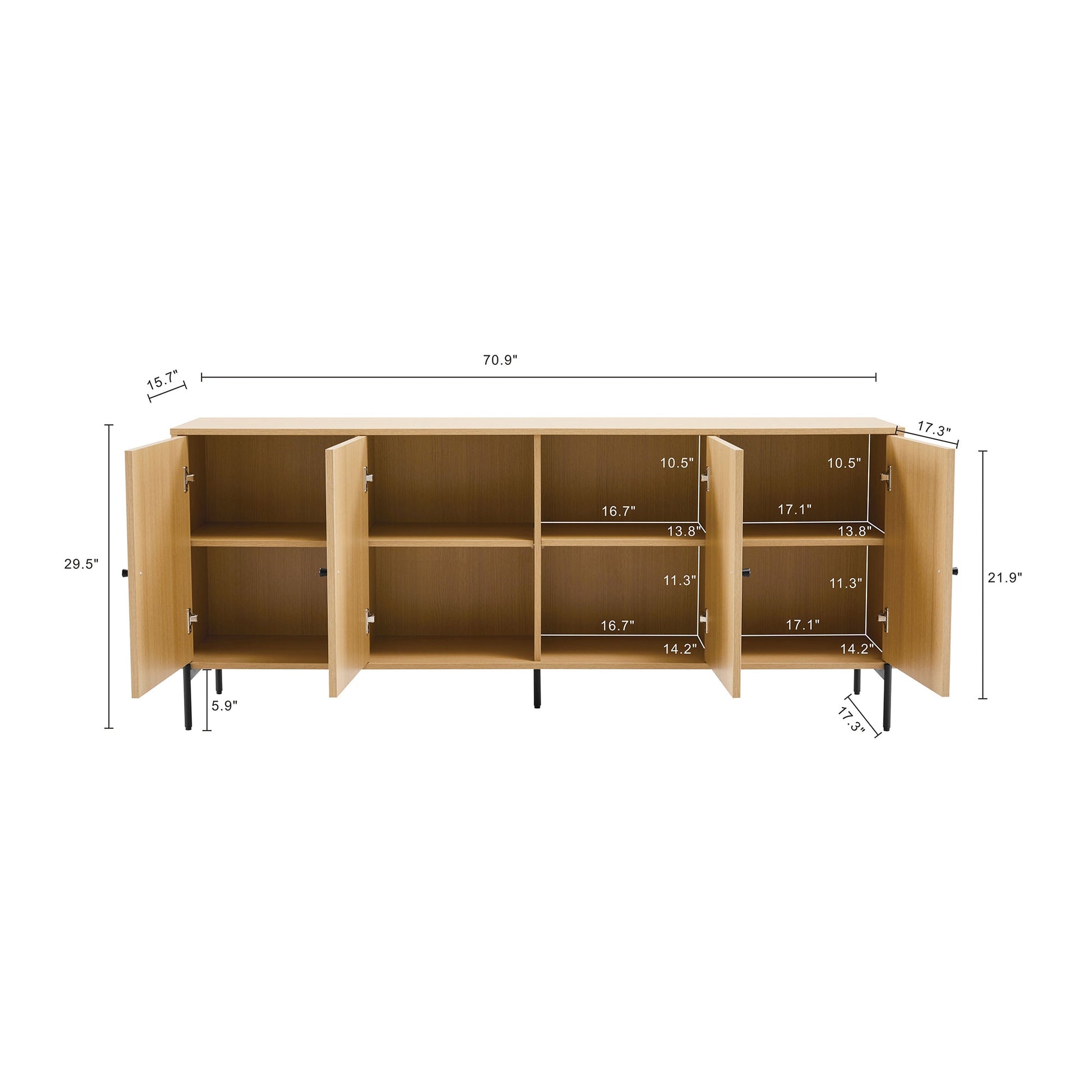 Magnolia70.9" Sideboard in Natural Oak - Ornate Home