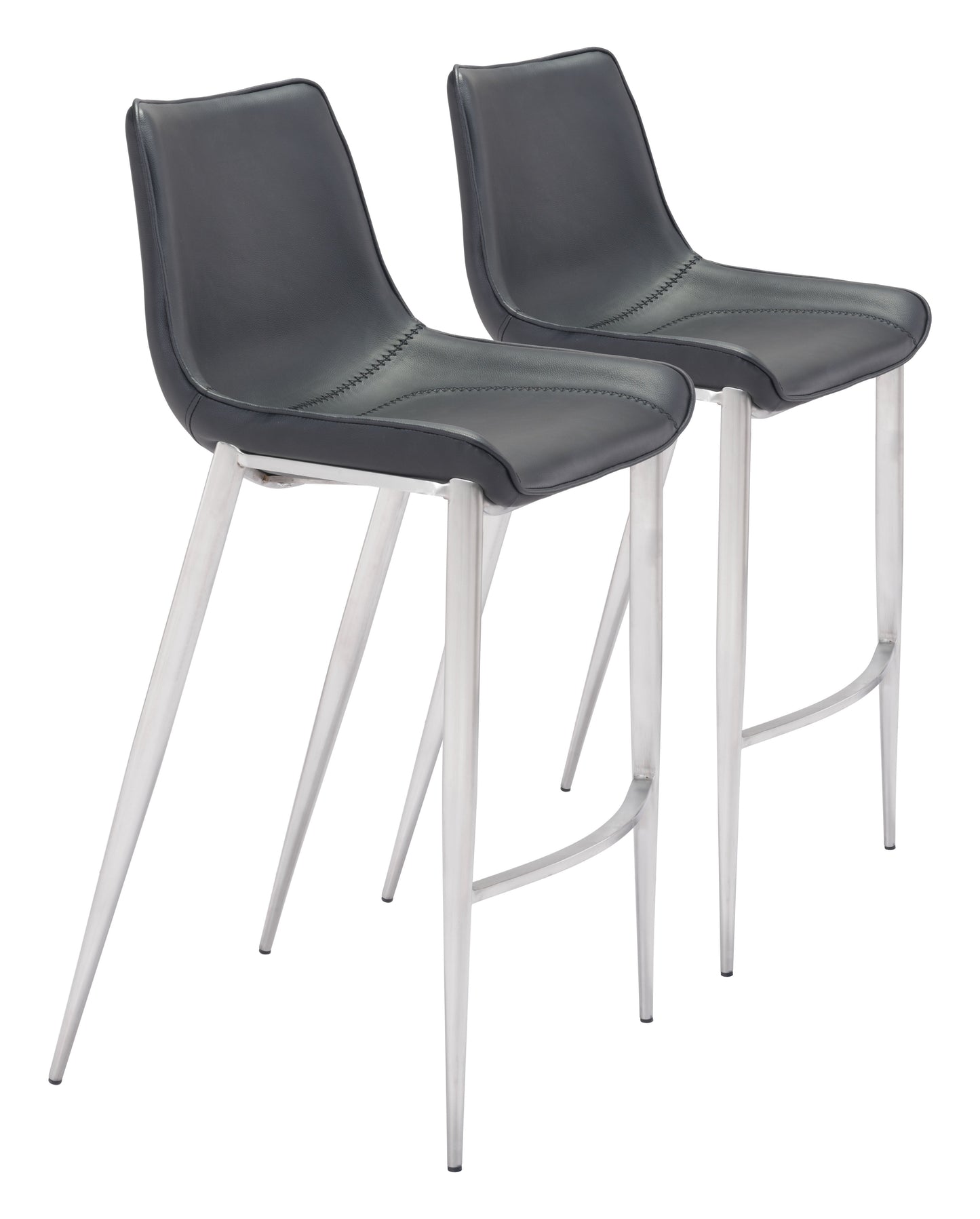Magnus Black & Silver Barstool (Set of 2) - Ornate Home