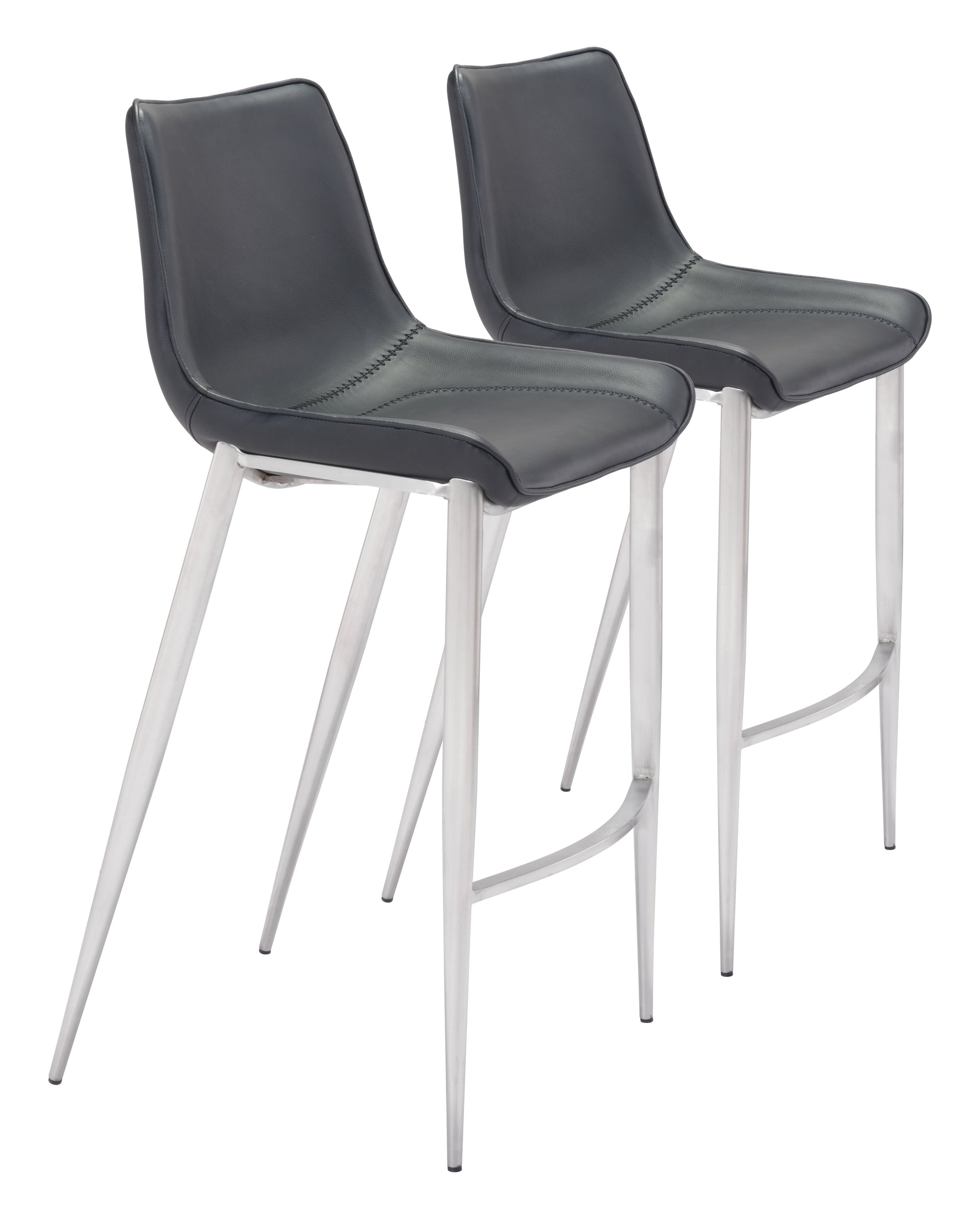 Magnus Black & Silver Barstool (Set of 2) - Ornate Home
