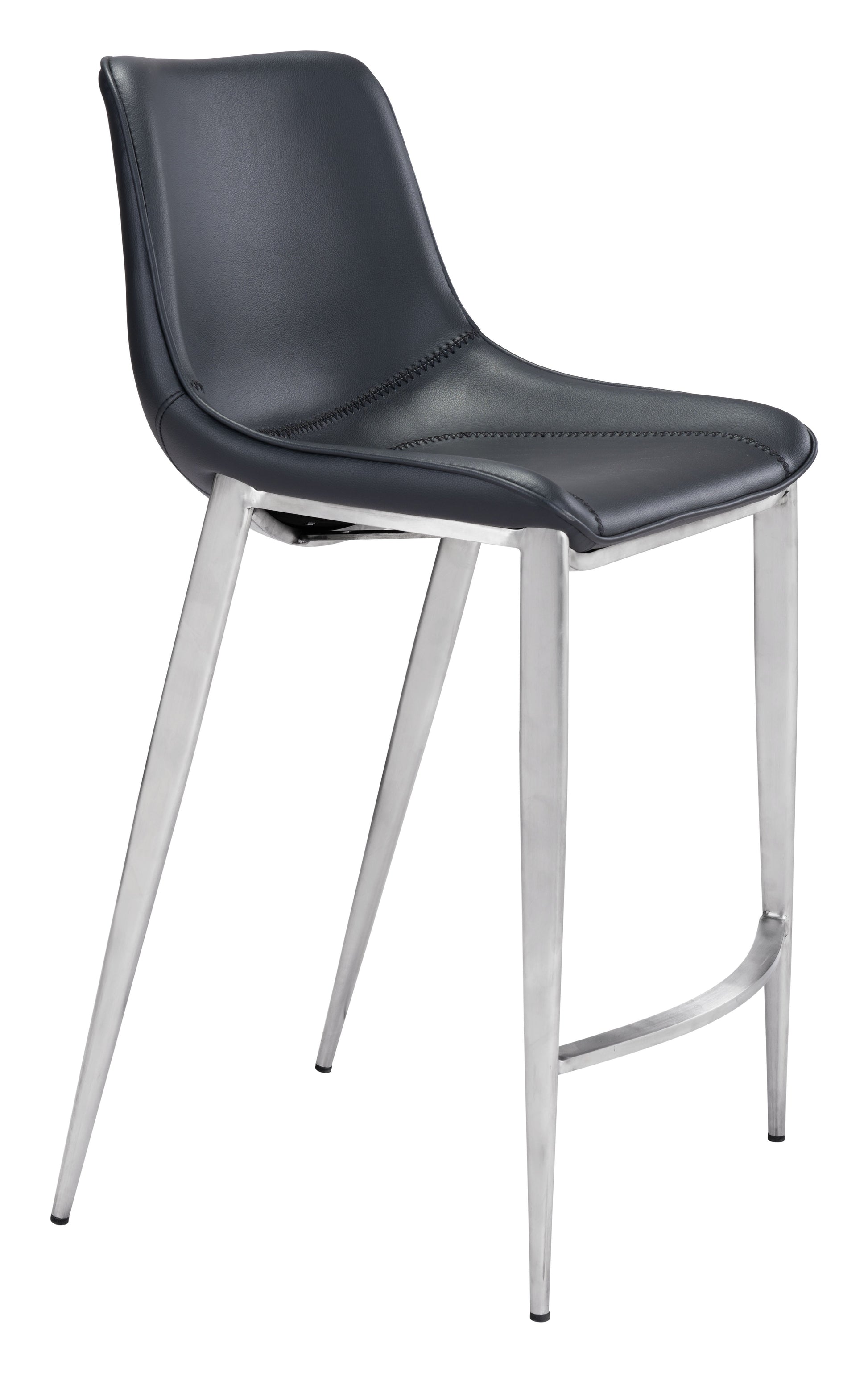 Magnus Black & Silver Counter Stool (Set of 2) - Ornate Home