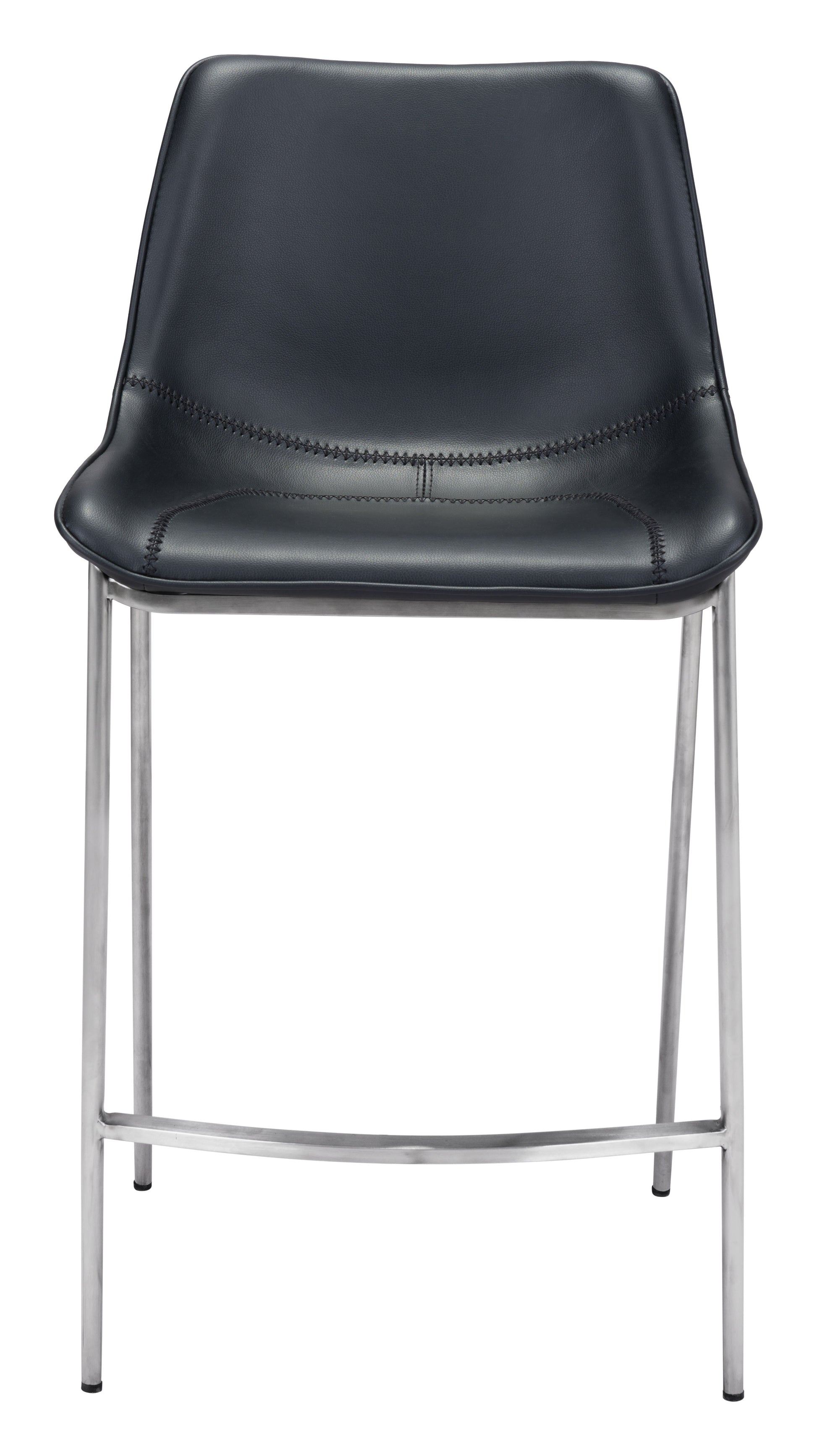 Magnus Black & Silver Counter Stool (Set of 2) - Ornate Home