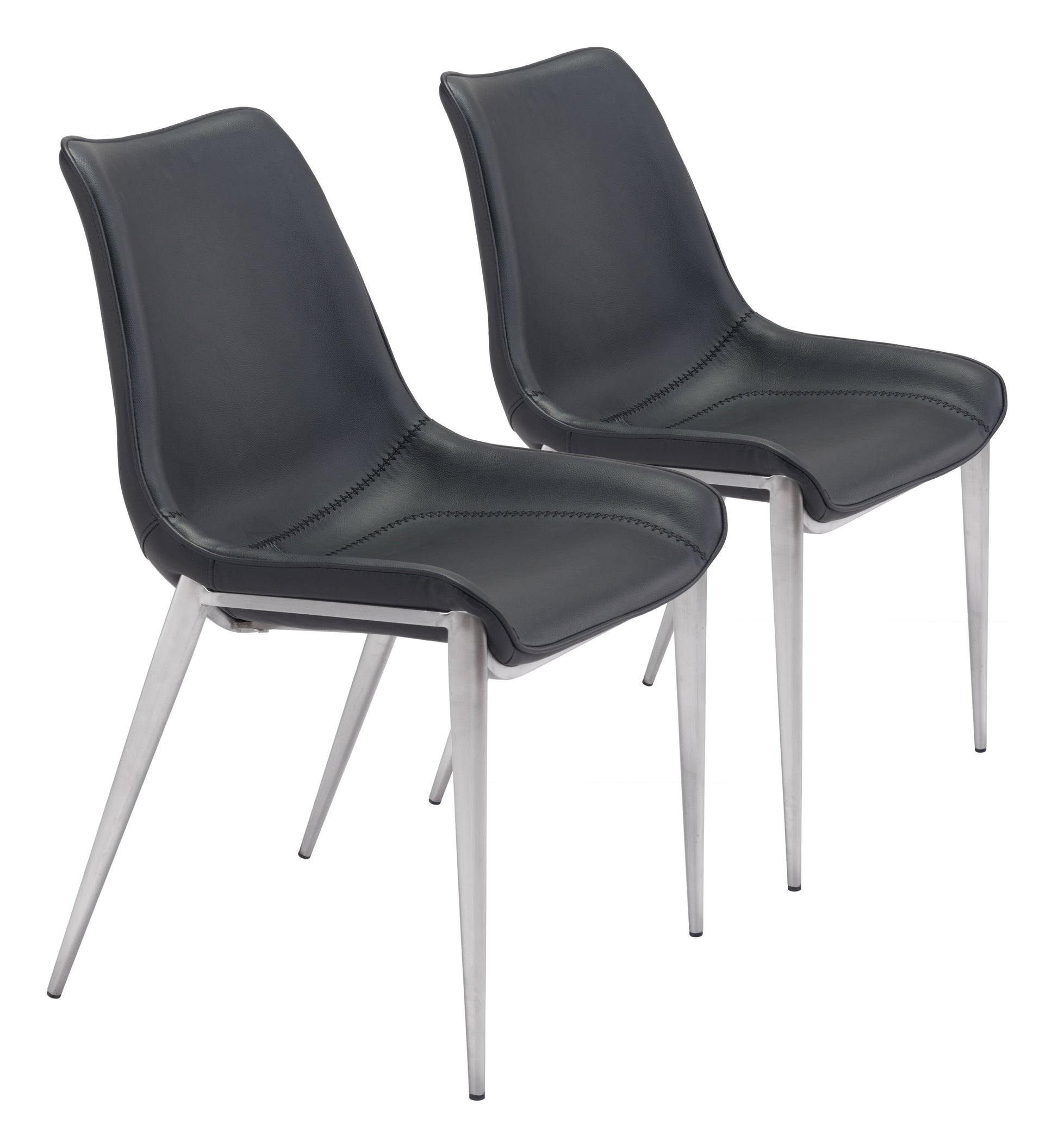 Magnus Black & Silver Dining Chair (Set of 2) - Ornate Home