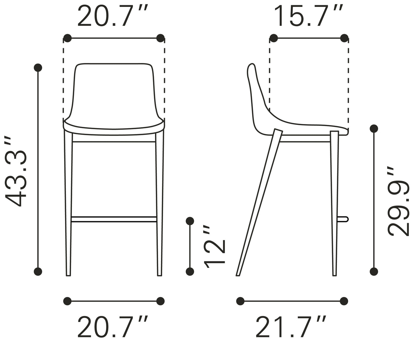 Magnus Black & Walnut Barstool (Set of 2) - Ornate Home