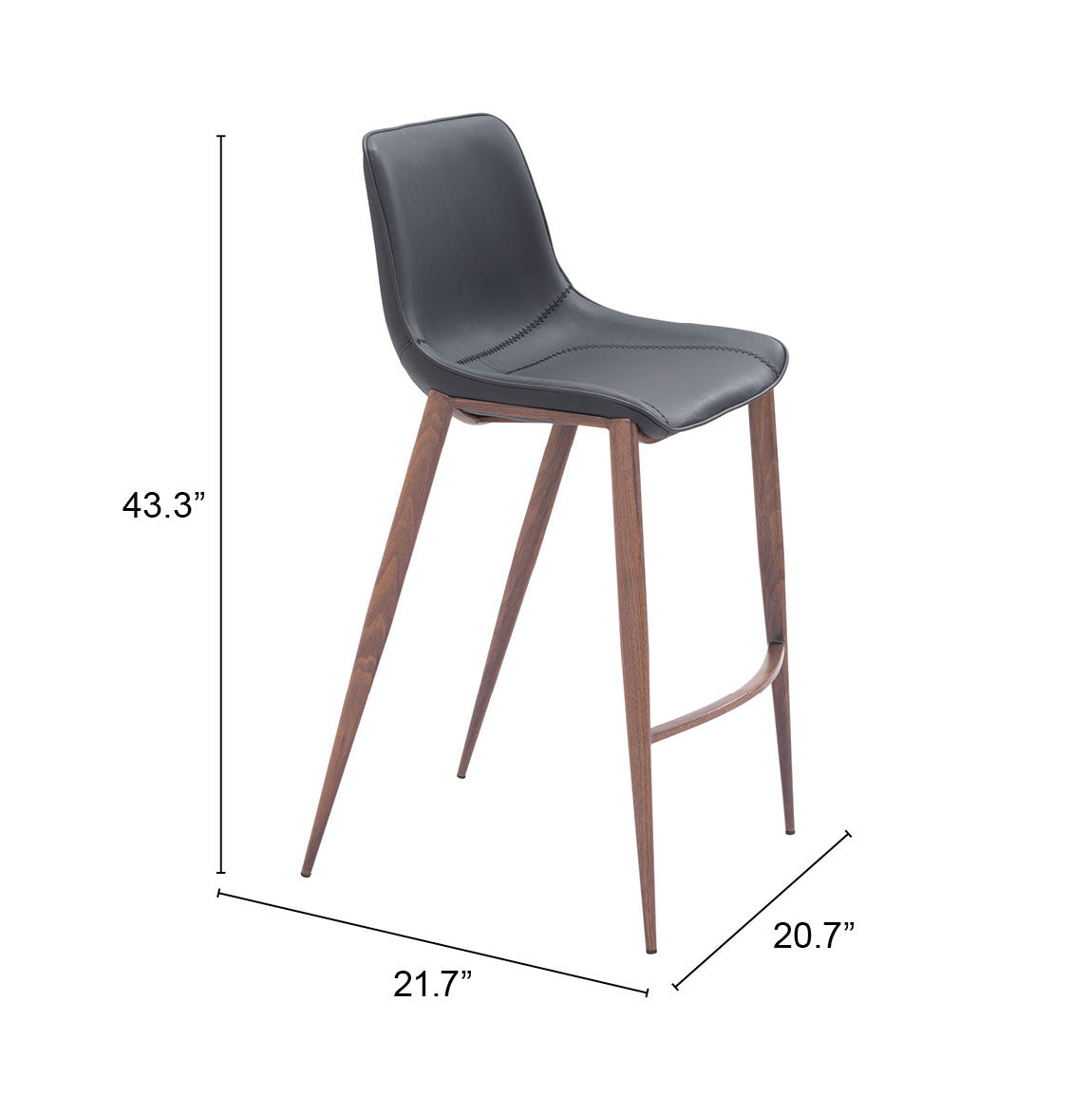 Magnus Black & Walnut Barstool (Set of 2) - Ornate Home