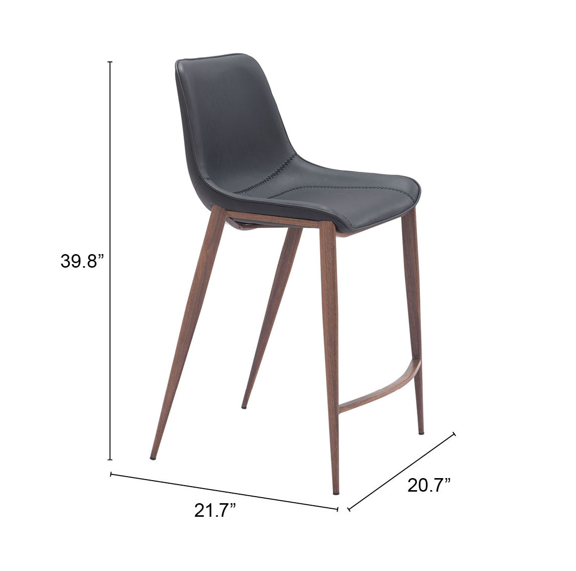 Magnus Black & Walnut Counter Stool (Set of 2) - Ornate Home