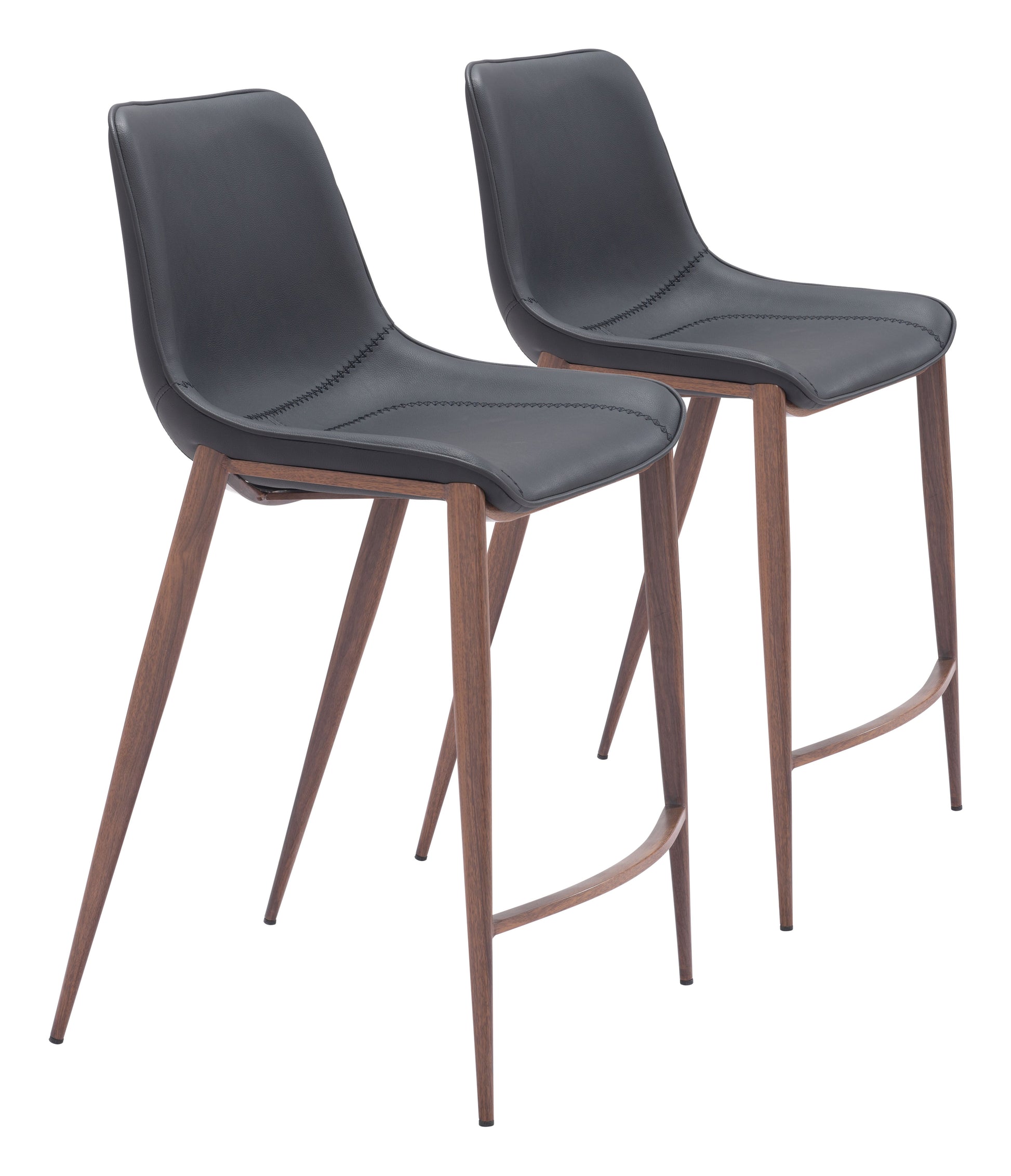 Magnus Black & Walnut Counter Stool (Set of 2) - Ornate Home